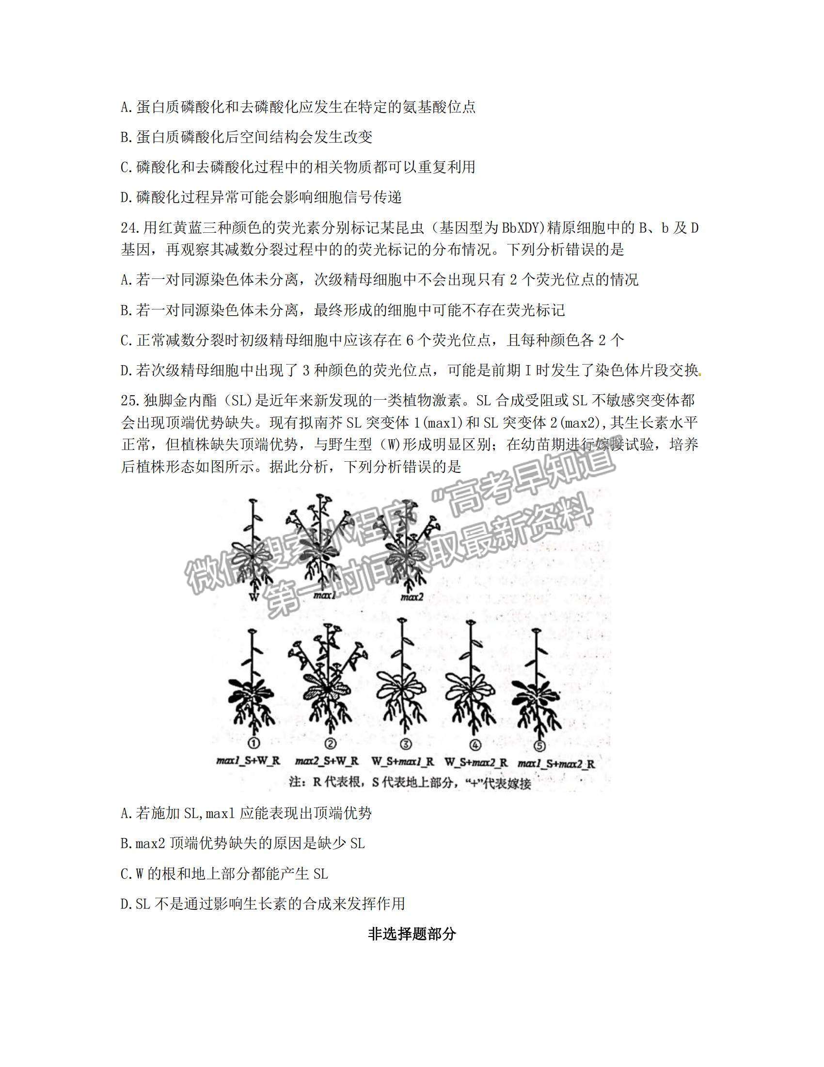 2022浙江省浙南名校聯(lián)盟高三上學期第一次聯(lián)考生物試題及參考答案