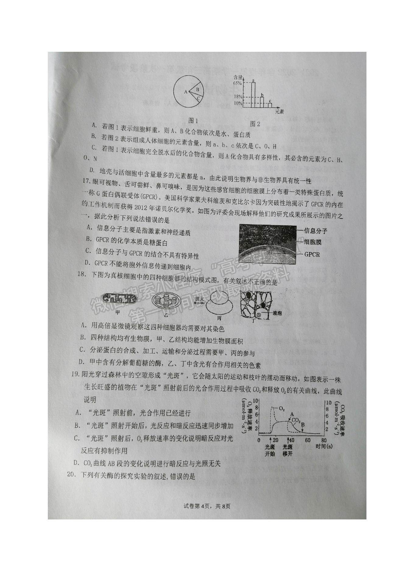 2022江蘇省鹽城市伍佑中學(xué)高三上學(xué)期第一次階段考試生物試題及參考答案