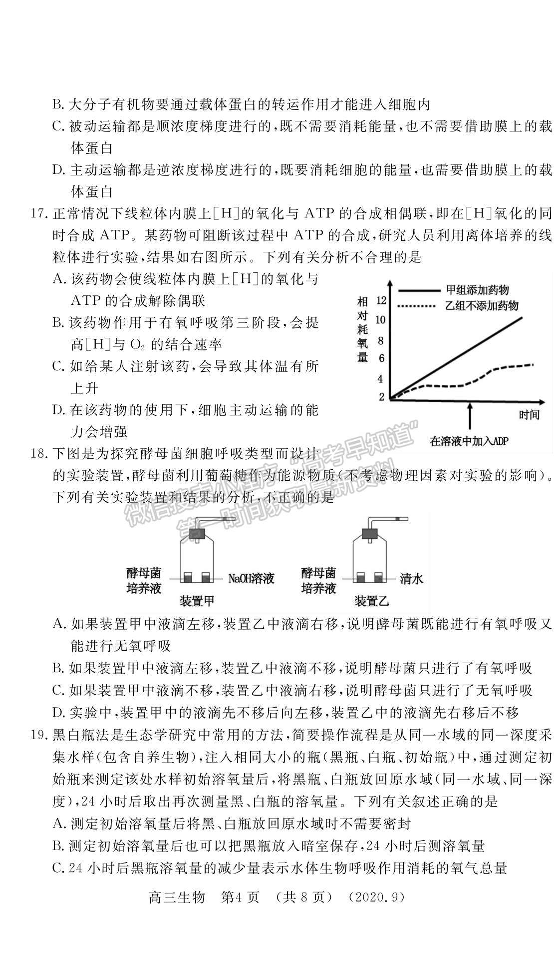 2021河南省洛陽市高三上學期期中考試生物試題及參考答案