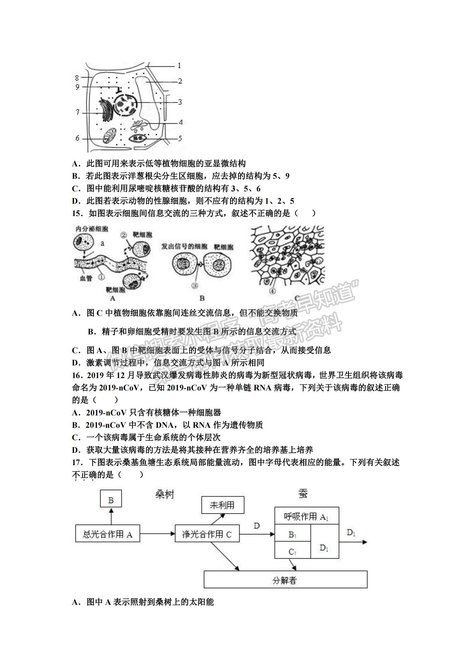 2021遼寧省盤(pán)錦市育才學(xué)校高二下學(xué)期期初考試生物試題及參考答案