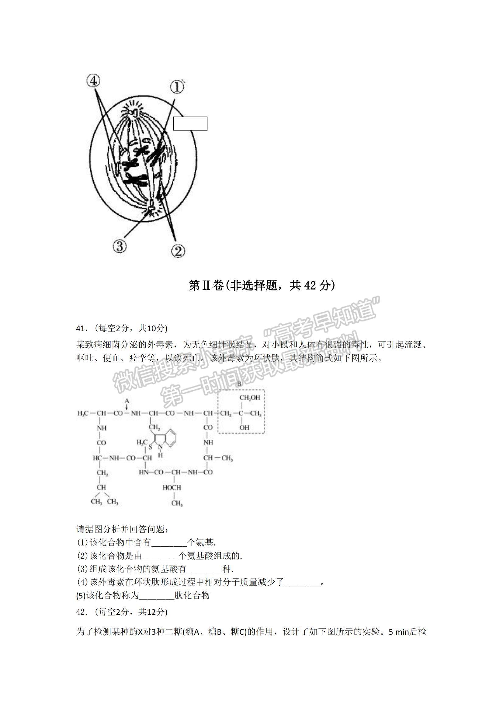 2021吉林省榆樹市實驗高級中學高一上學期第二次月考生物試題及參考答案