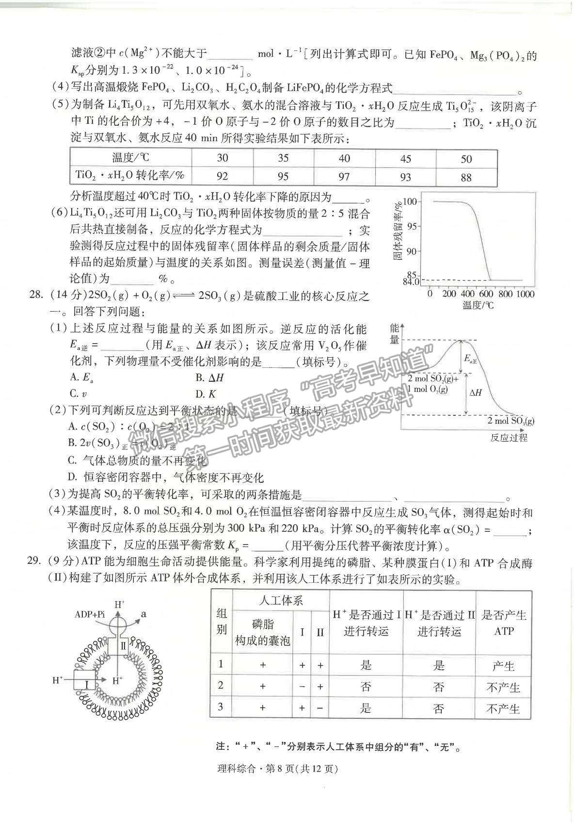 2022昆明一中高三上學(xué)期第三次雙基檢測理綜試題及參考答案