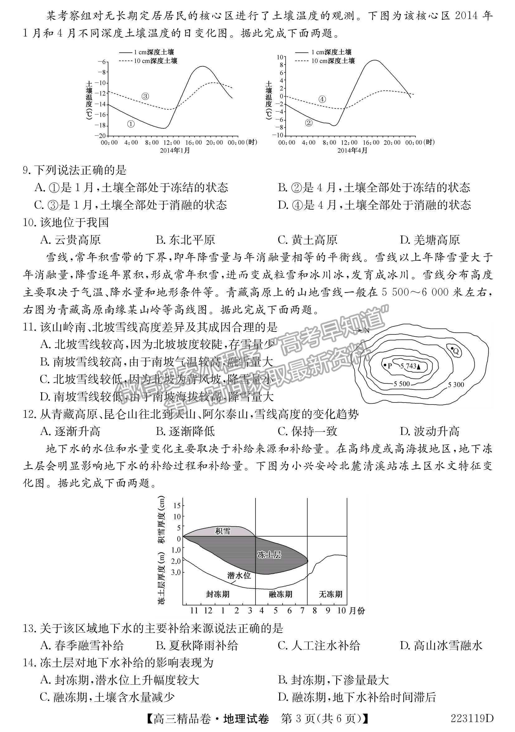 2022安徽名校高三精品卷地理試卷及參考答案