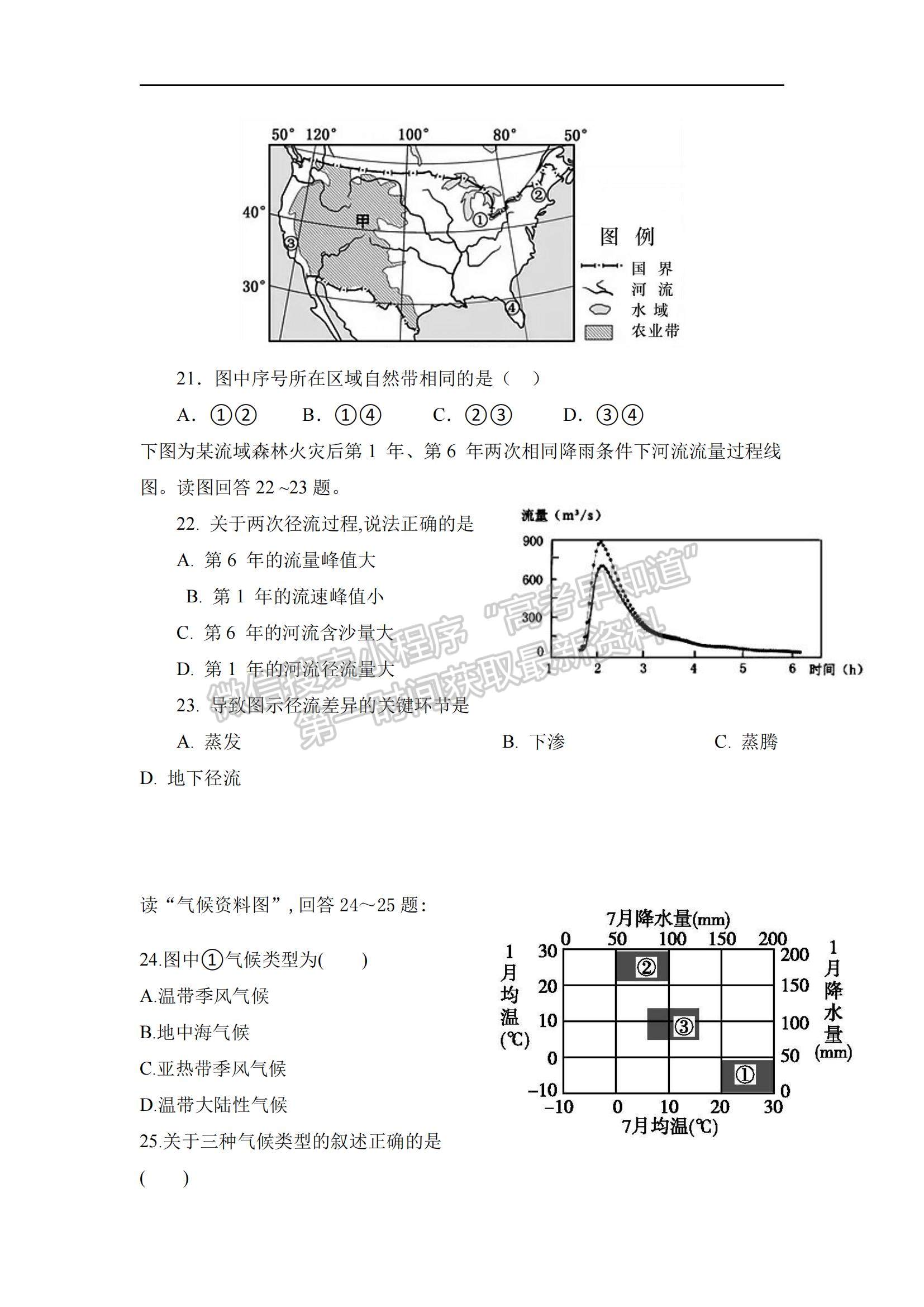 2021江西省宜豐縣二中高二下學(xué)期第一次月考地理試題及參考答案