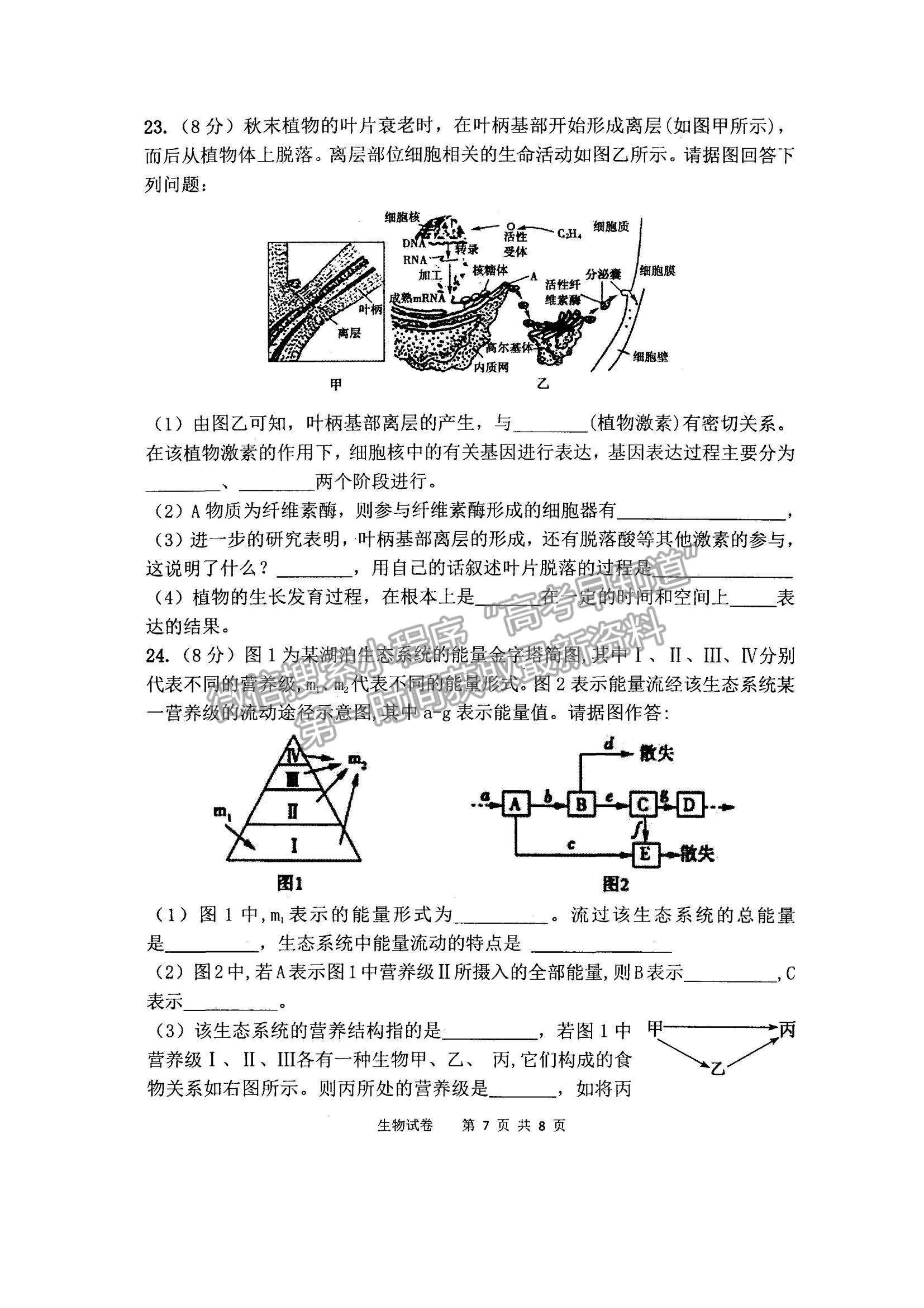 2022內蒙古通遼和市赤峰市部分學校高三上學期10月聯(lián)考質量檢測生物試題及參考答案