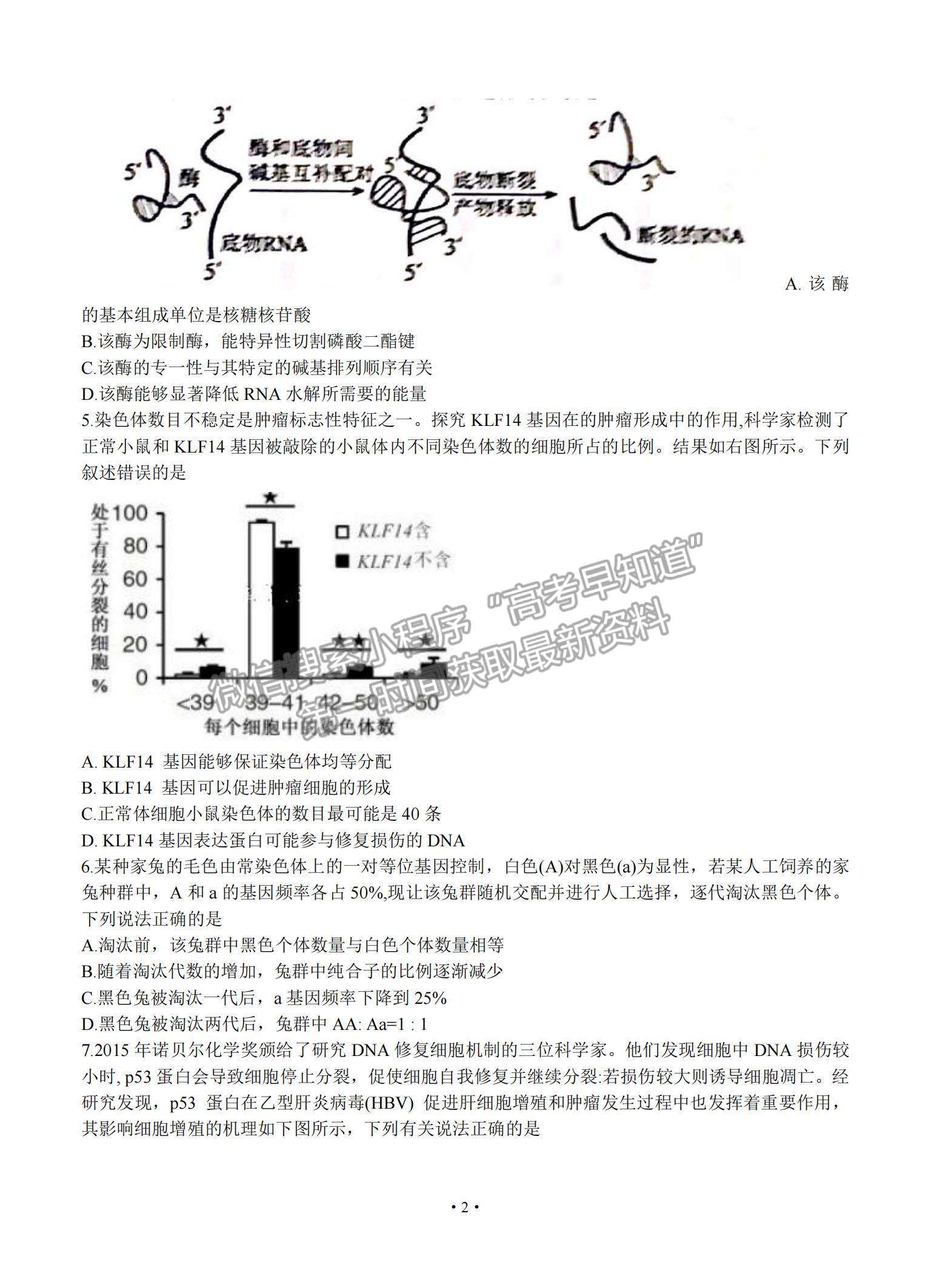 2021山東省日照市高三上學期9月校際聯(lián)考生物試題及參考答案