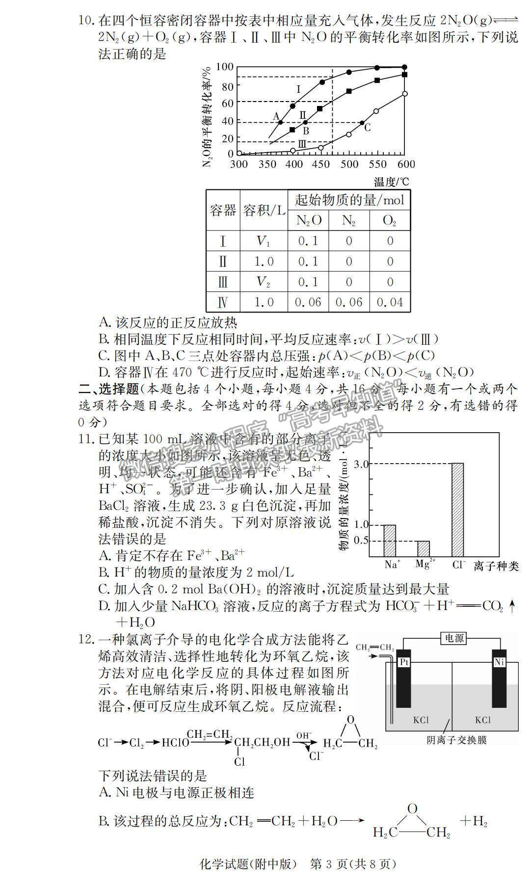 2021湖南師大附中高三下學期高考模擬試卷（二）化學試題及參考答案