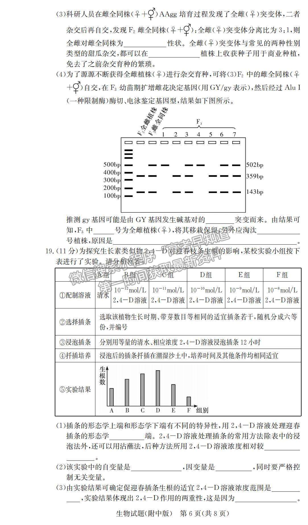 2021湖南師大附中高三下學(xué)期高考模擬試卷（二）生物試題及參考答案