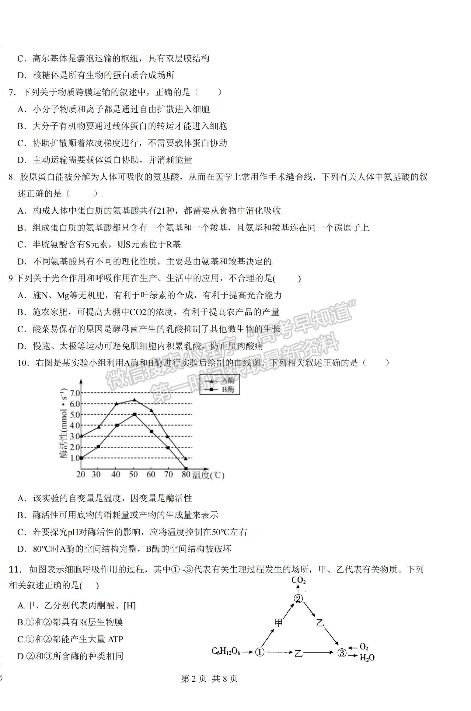 2022青海省北外西寧新華聯(lián)國(guó)際學(xué)校高三上學(xué)期第一次月考生物試題及參考答案