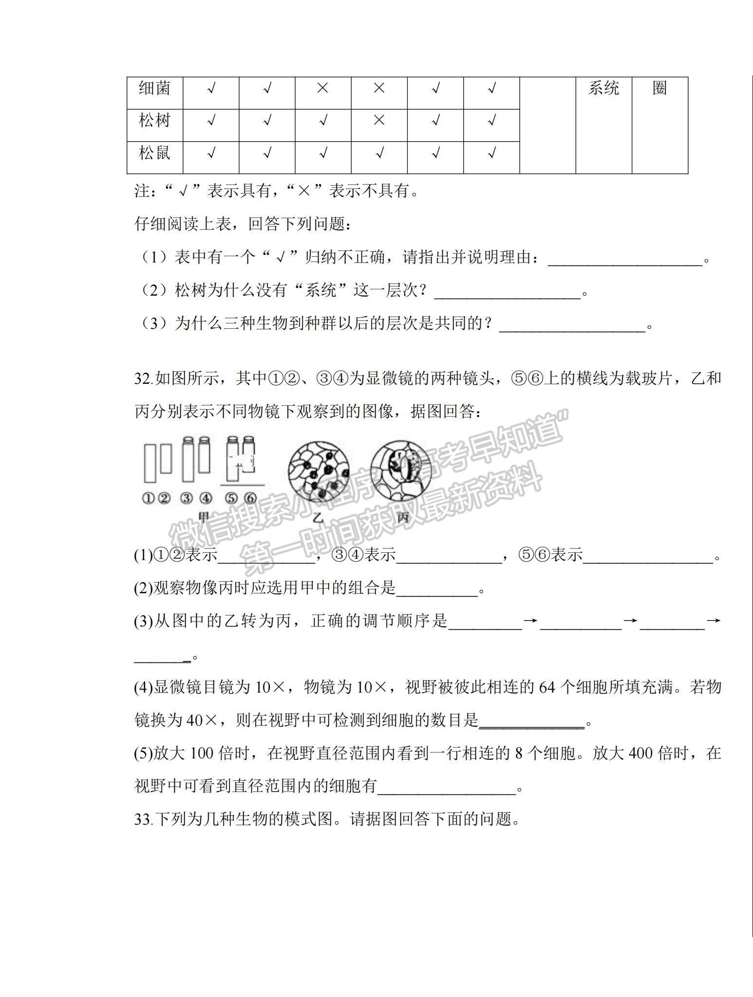 2021山西省太原十二中高一上學(xué)期10月月考生物試題及參考答案