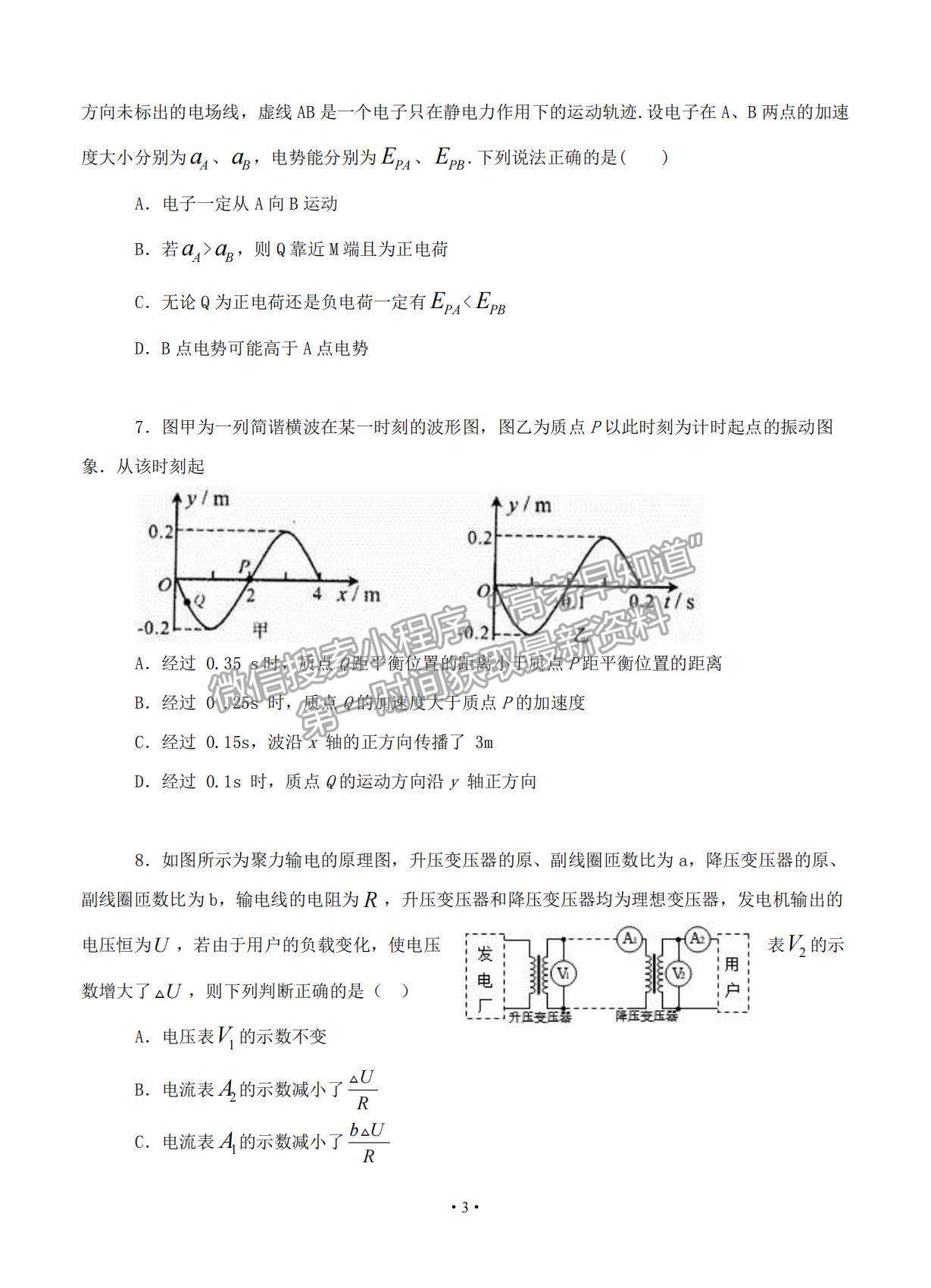 2021天津市高考壓軸卷物理試題及參考答案