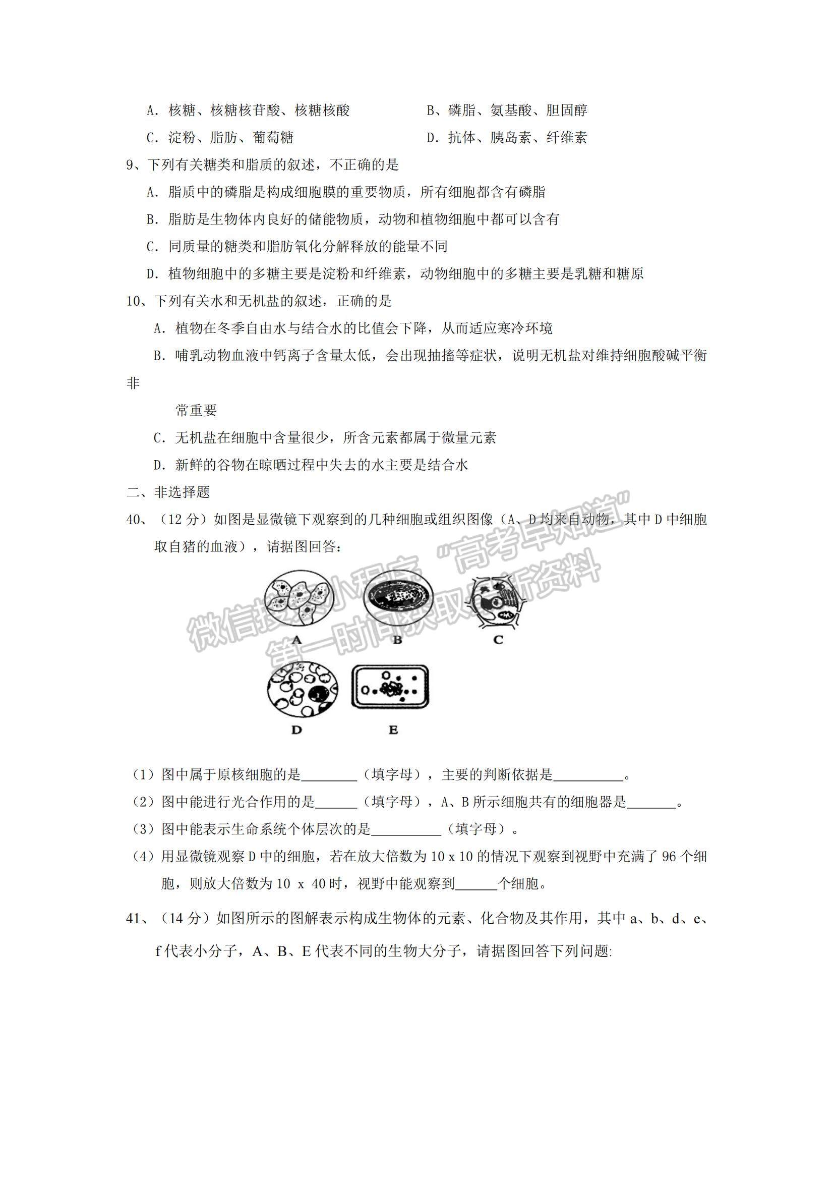 2021寧夏銀川市寧大學附中高三上學期第一次月考生物試題及參考答案