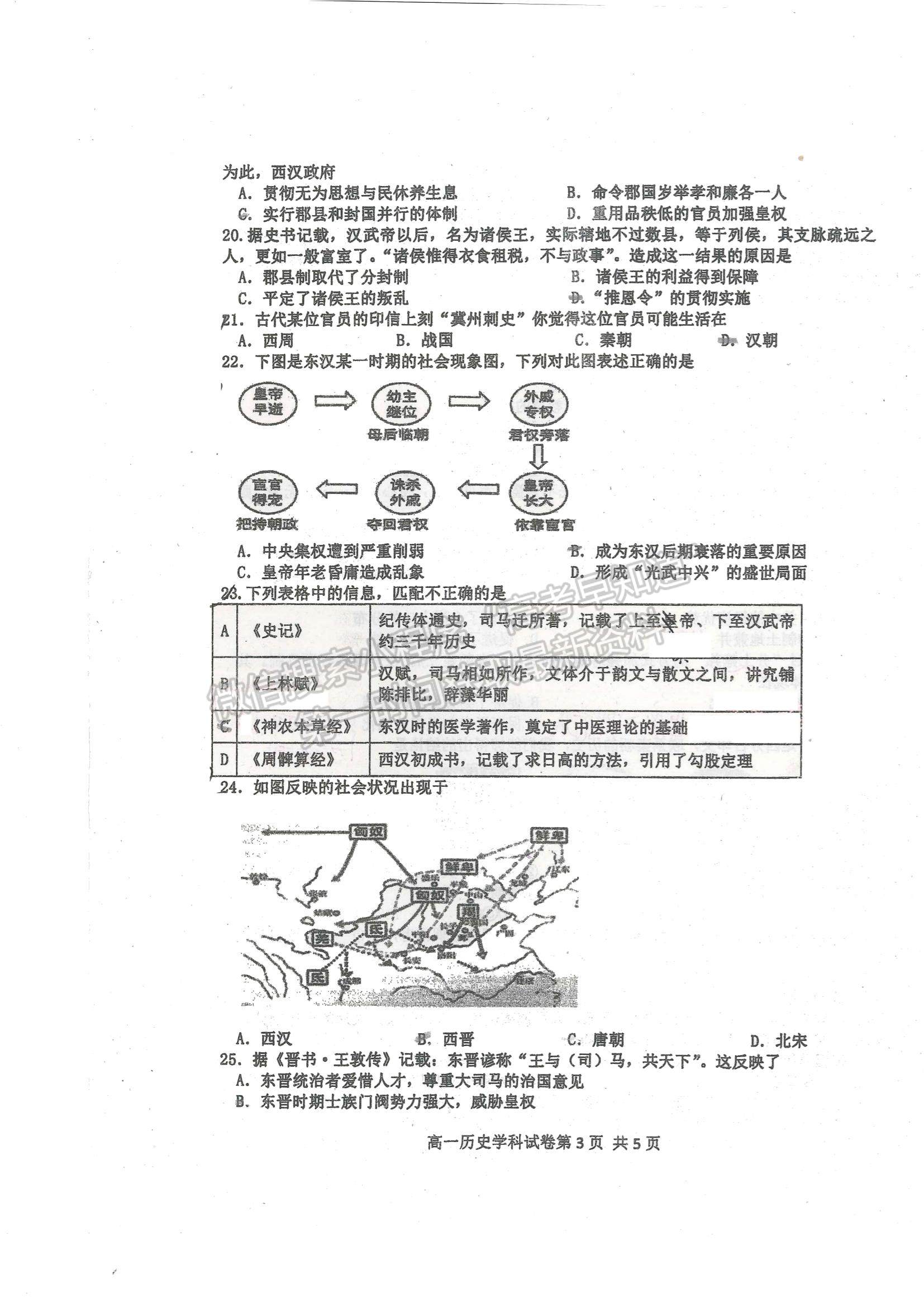 2022天津市武清區(qū)楊村一中高一上學(xué)期第一次階段性檢測政治試題及參考答案