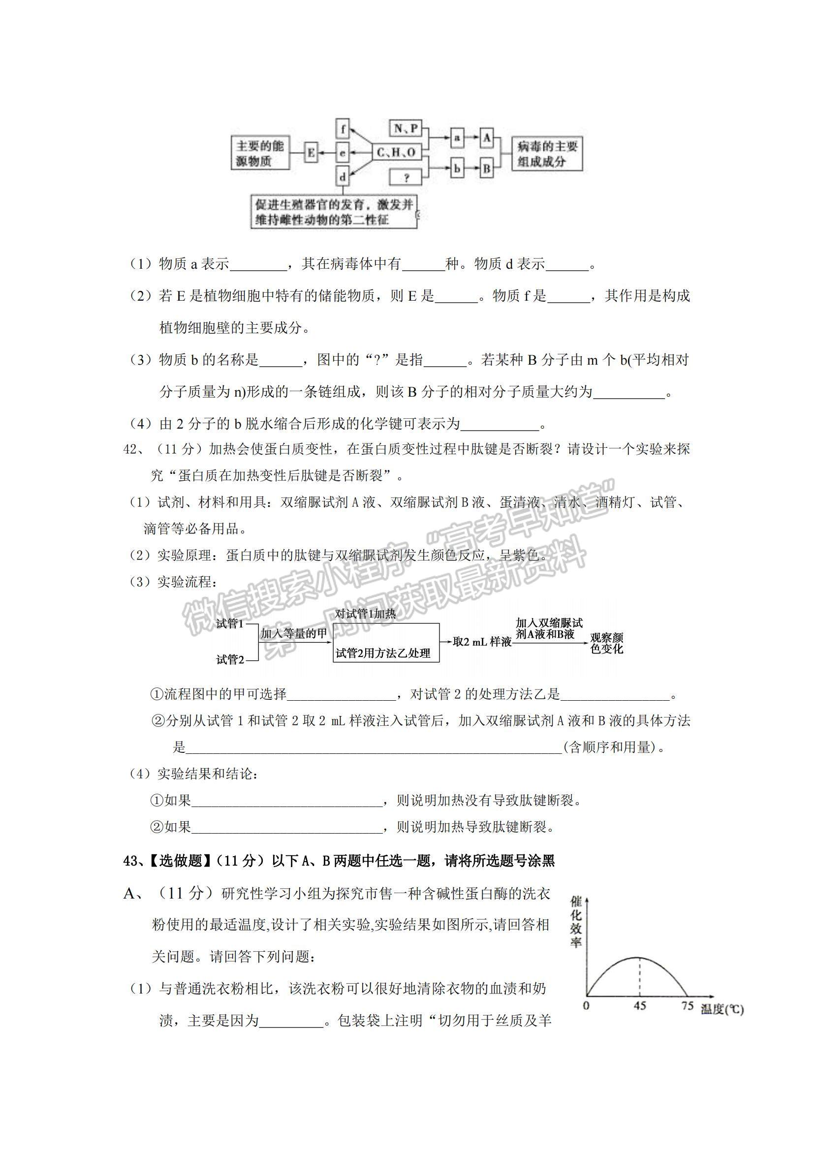 2021寧夏銀川市寧大學(xué)附中高三上學(xué)期第一次月考生物試題及參考答案