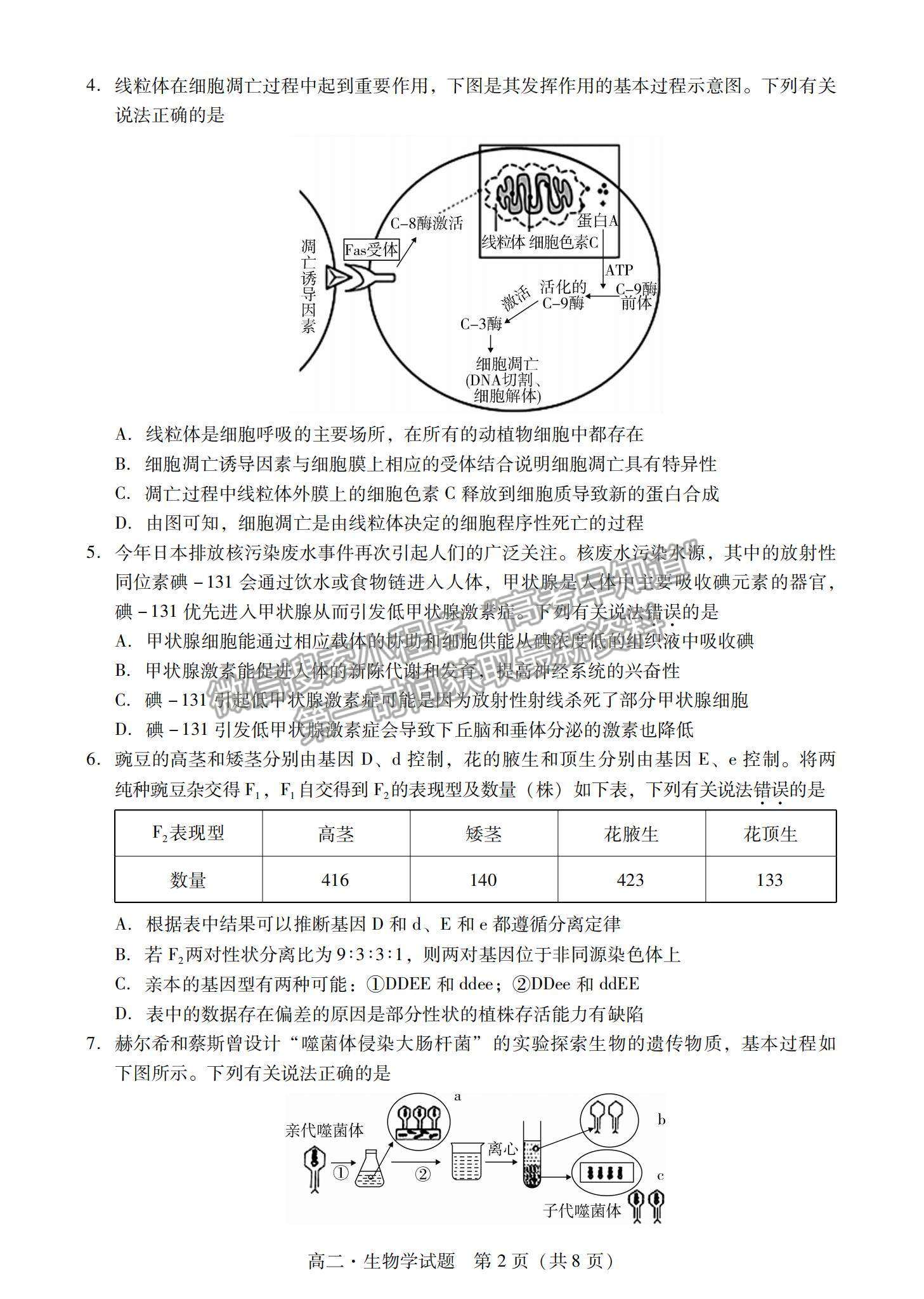 2021廣東省汕尾市高二下學(xué)期期末調(diào)研考試生物試題及參考答案