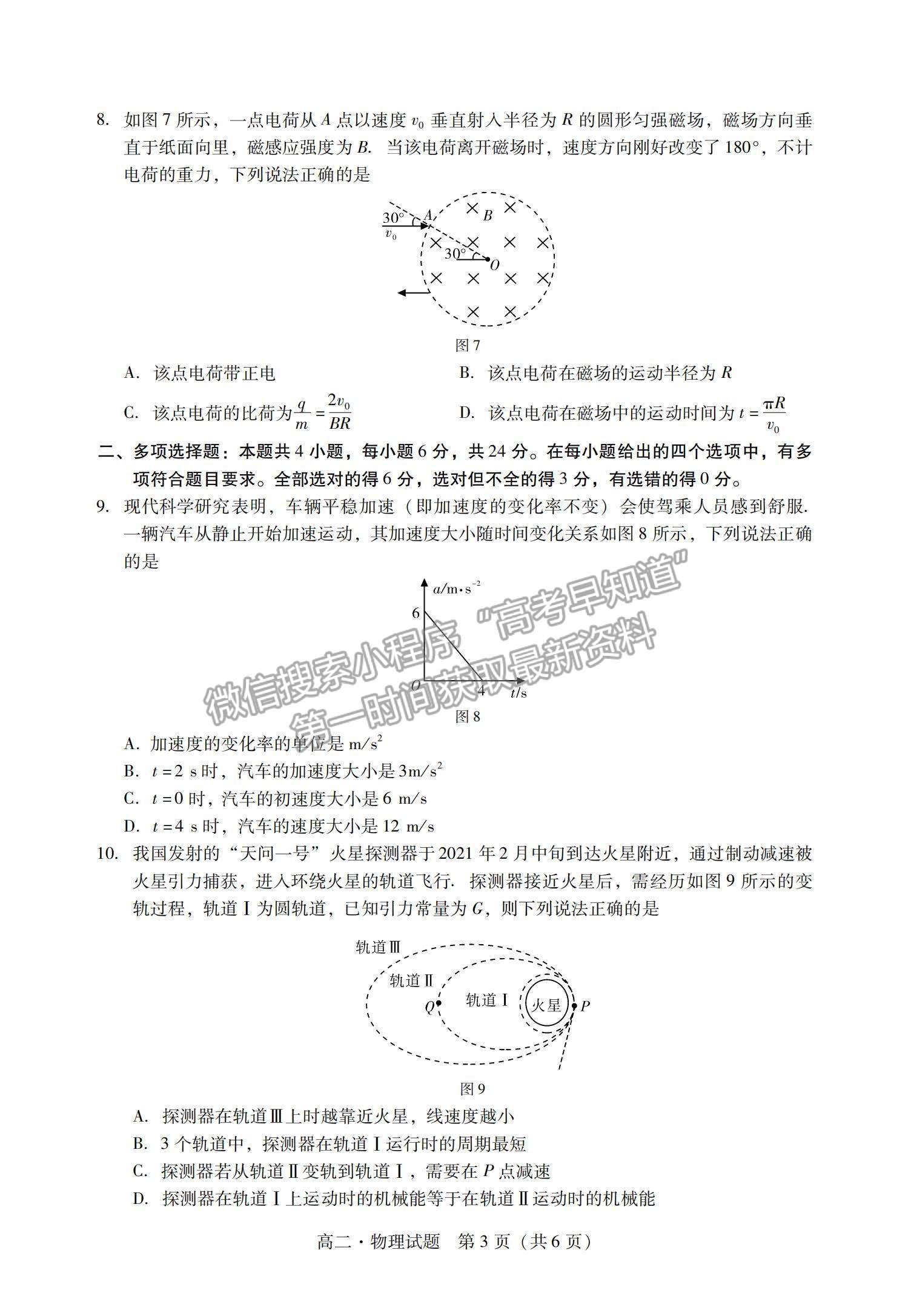 2021廣東省汕尾市高二下學期期末調研考試物理試題及參考答案