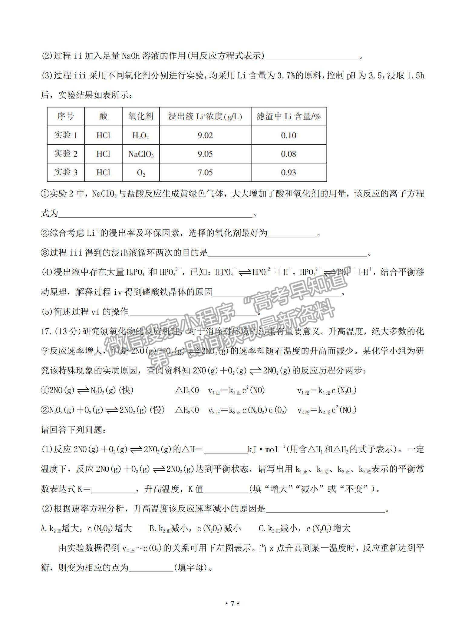 2021湖南省郴州市高三上學期第一次質檢化學試題及參考答案