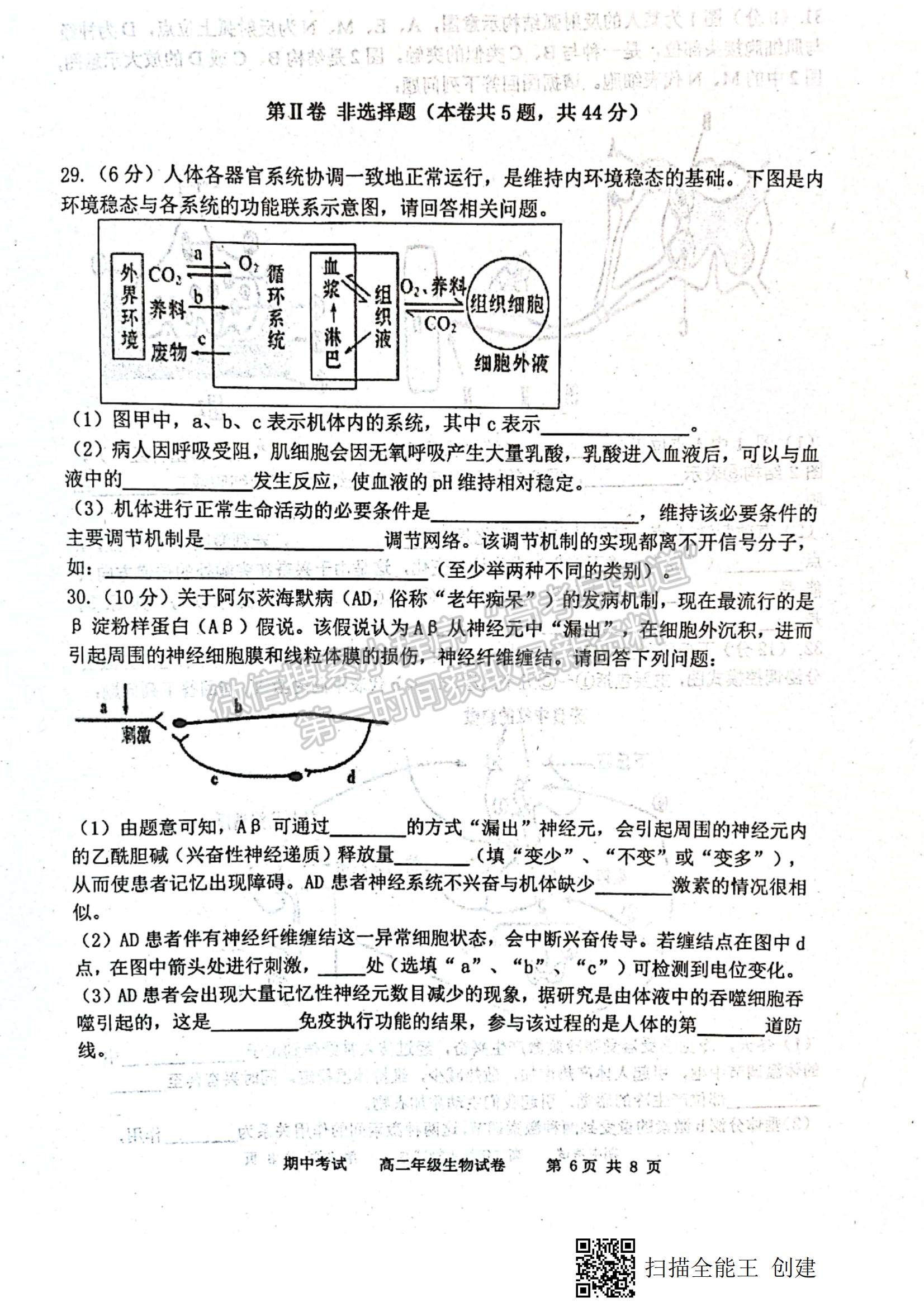 2022天津市耀華中學(xué)高二上學(xué)期期中考試生物試題及參考答案