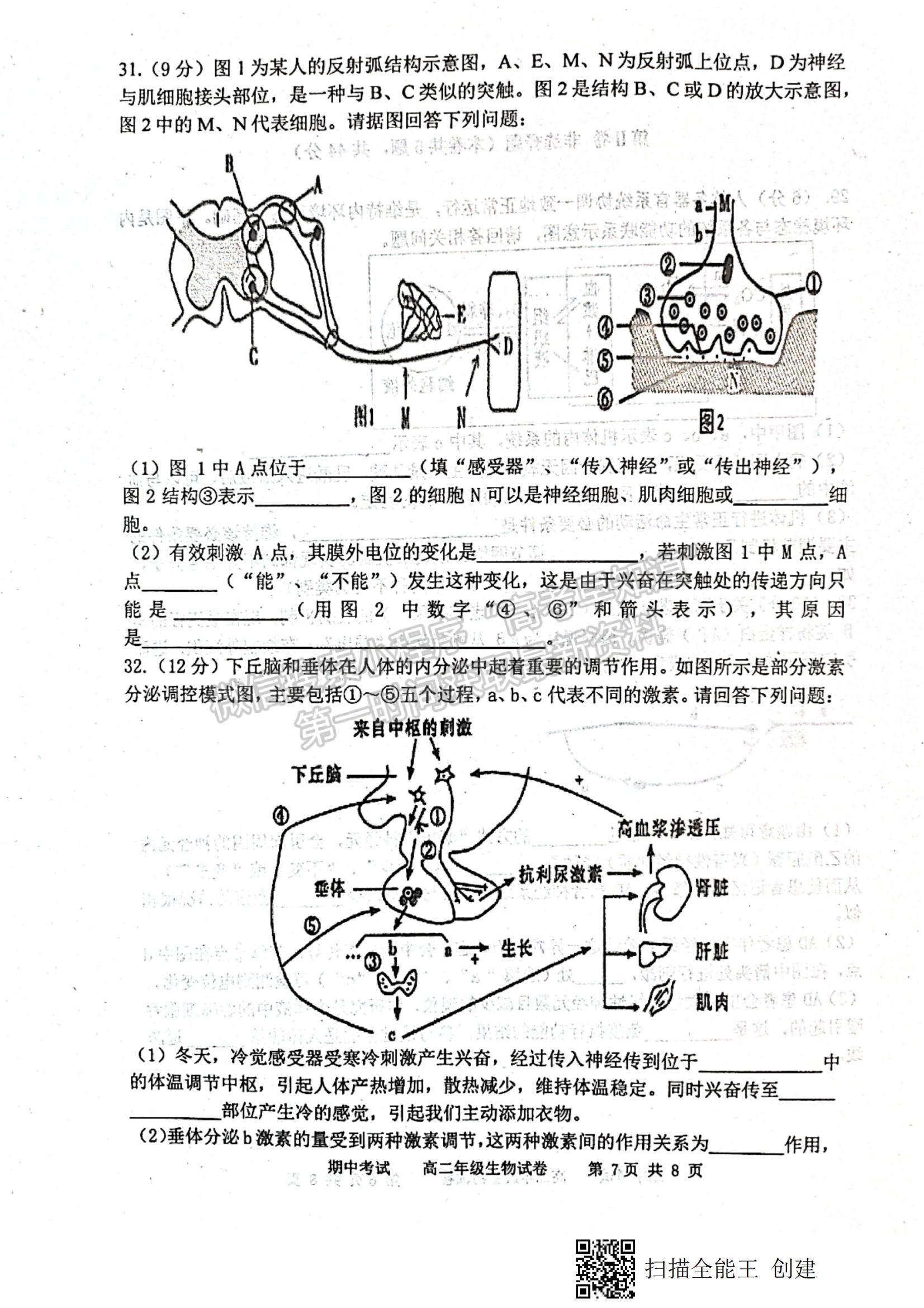 2022天津市耀華中學(xué)高二上學(xué)期期中考試生物試題及參考答案