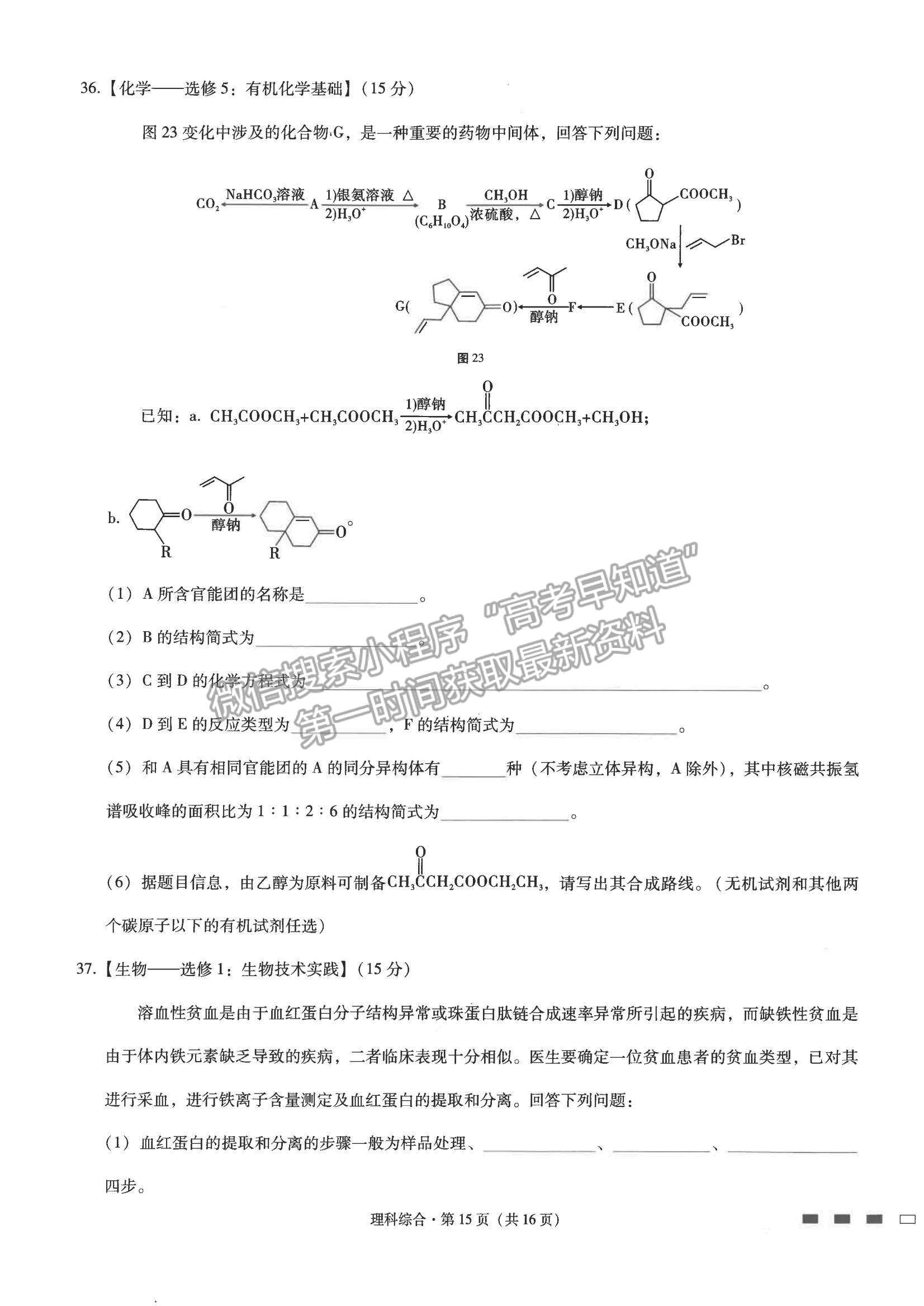 2022云師大附中高考適應(yīng)性月考卷（五）理綜試題及參考答案