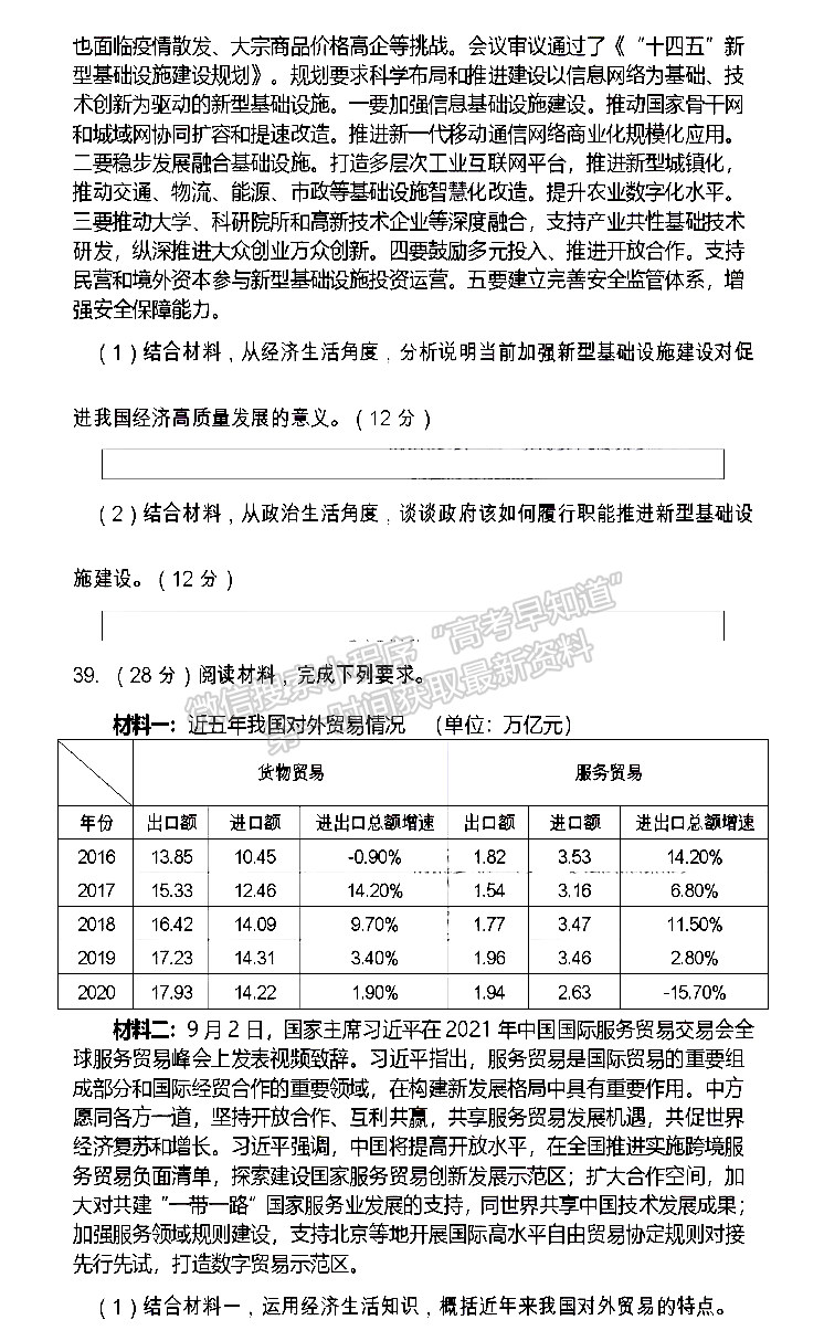 2022四川省遂寧市高中2022屆零診考試文科綜合試卷及答案