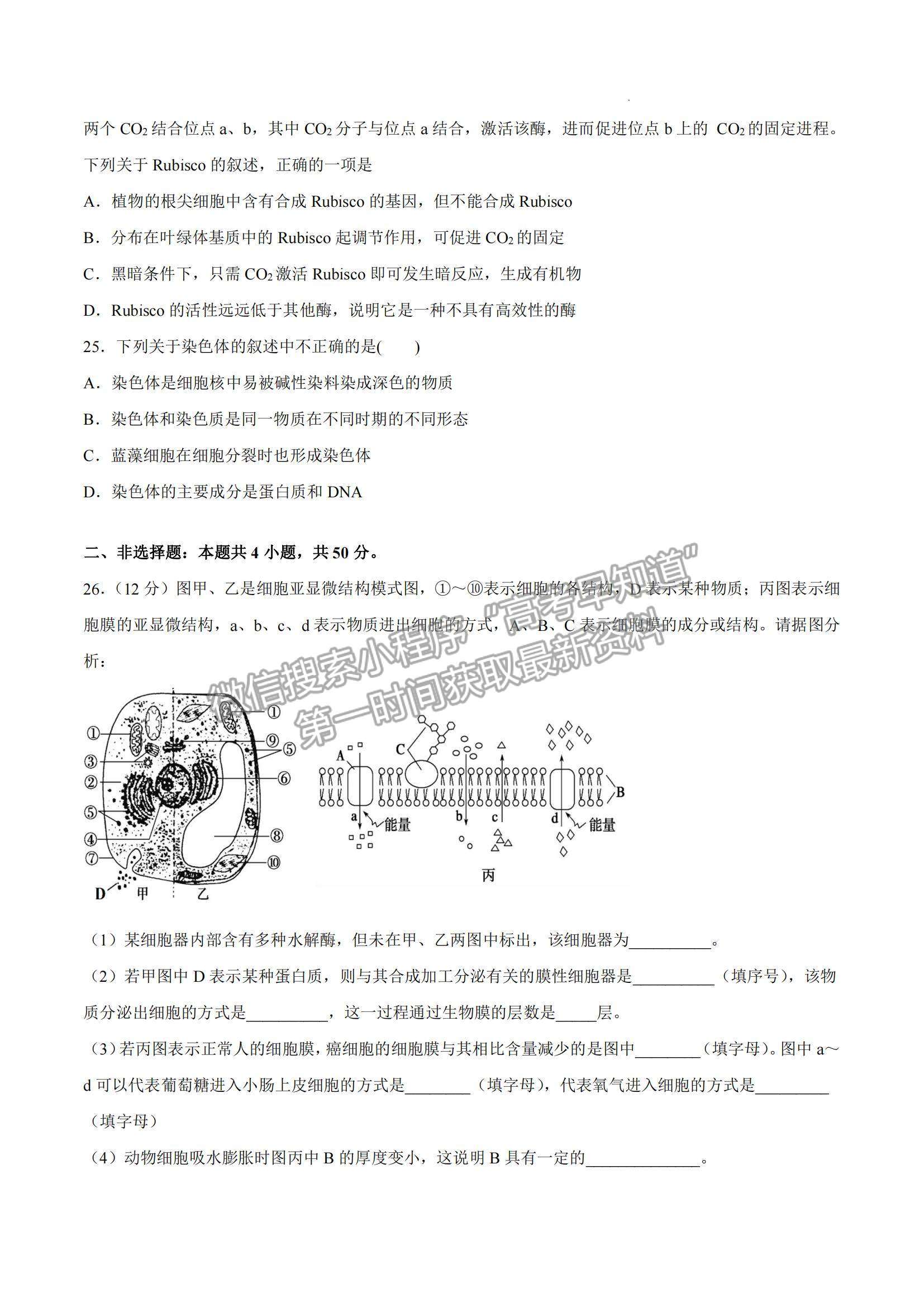 2021年12月山東省普通高中學業(yè)水平合格性考試生物仿真模擬試卷A及參考答案