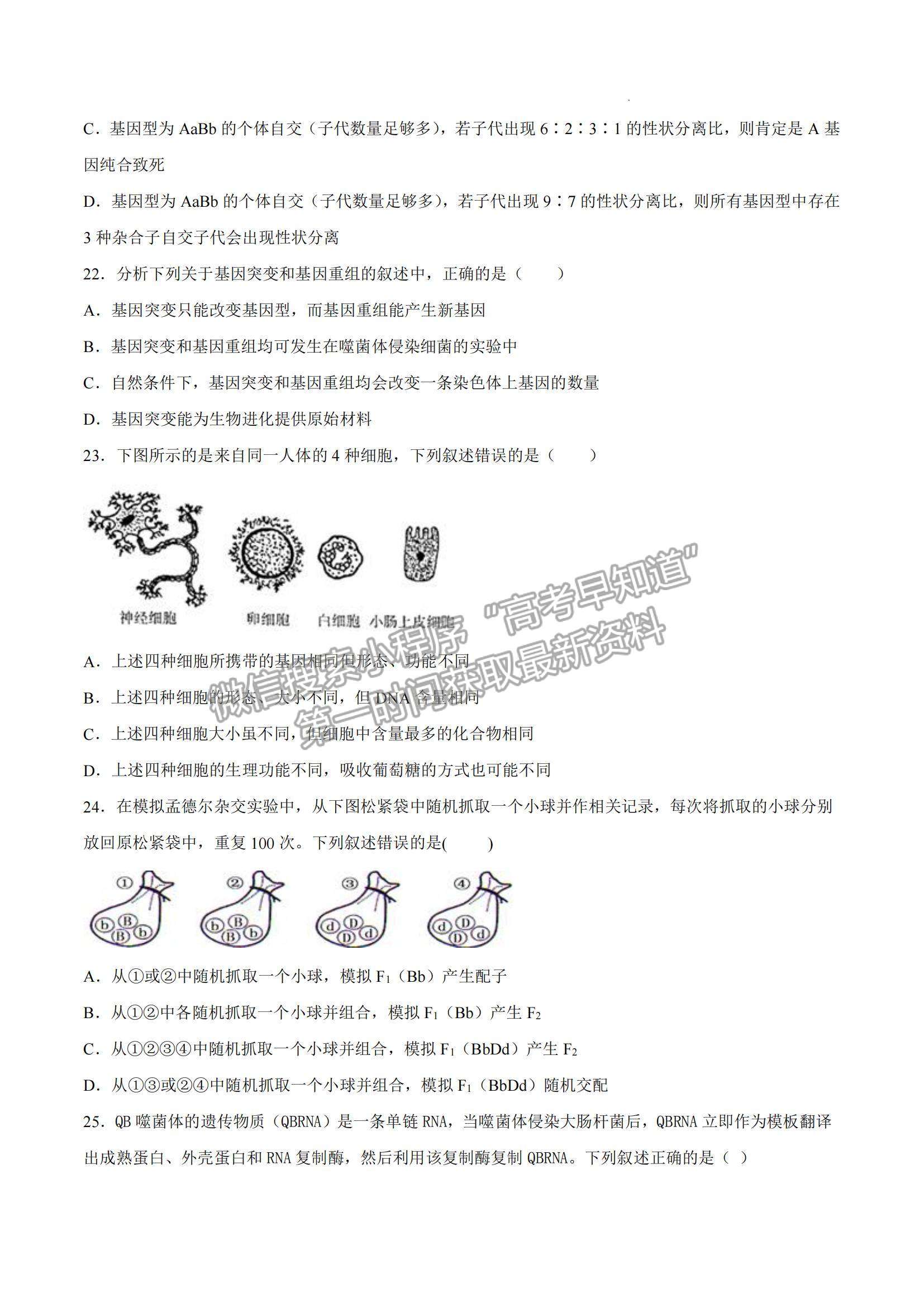 2021年12月山東省普通高中學(xué)業(yè)水平合格性考試生物仿真模擬試卷B及參考答案