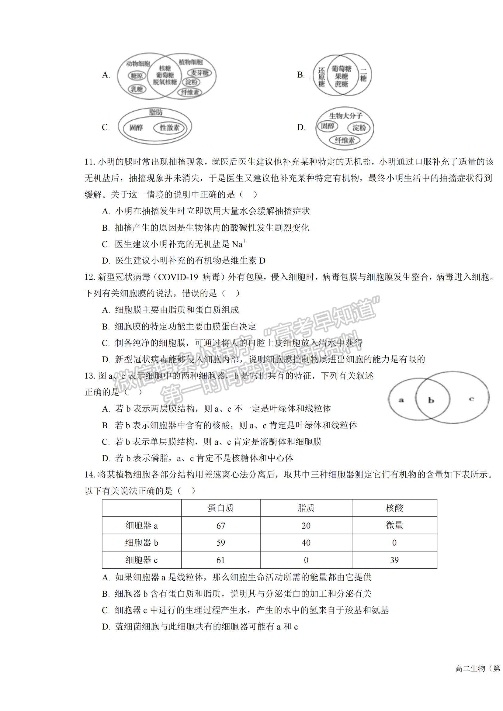 2022寧夏六盤山高級中學(xué)高二上學(xué)期期中考試生物試題及參考答案