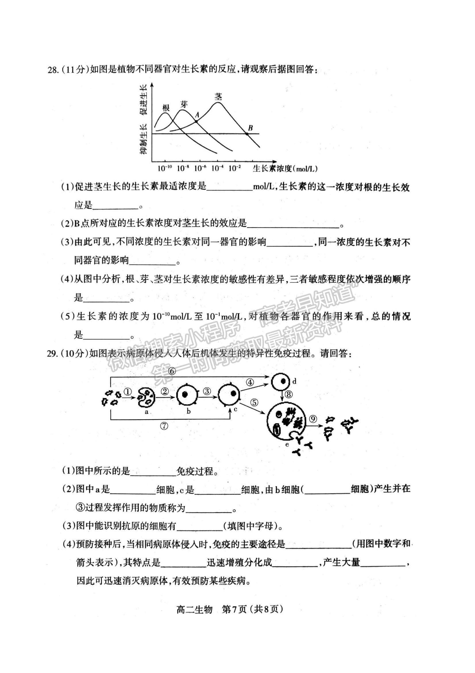 2022山西省太原市高二上學(xué)期期中檢測(cè)生物試題及參考答案