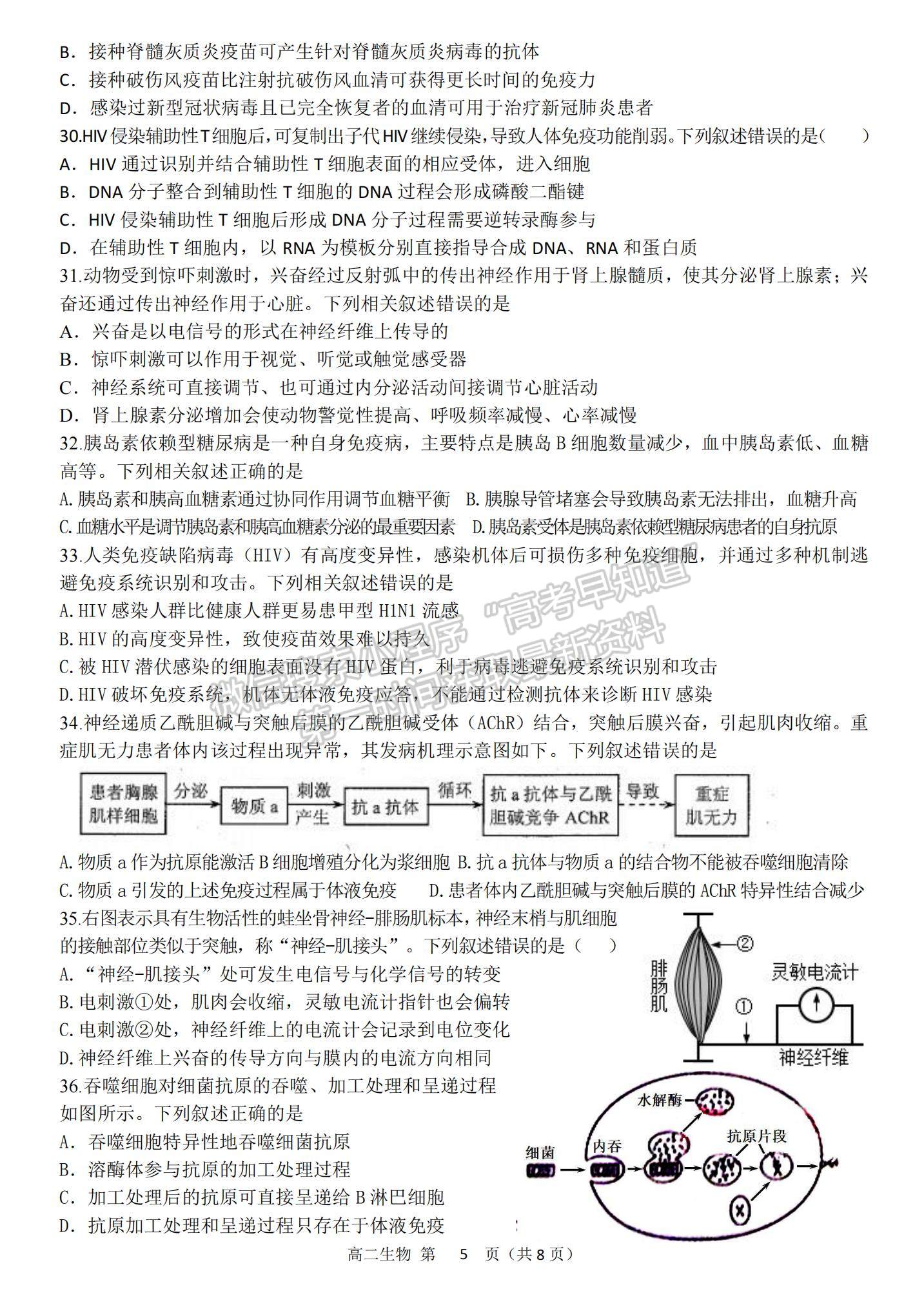 2022黑龍江省齊齊哈爾第八中學(xué)高二上學(xué)期期中考試生物試題及參考答案