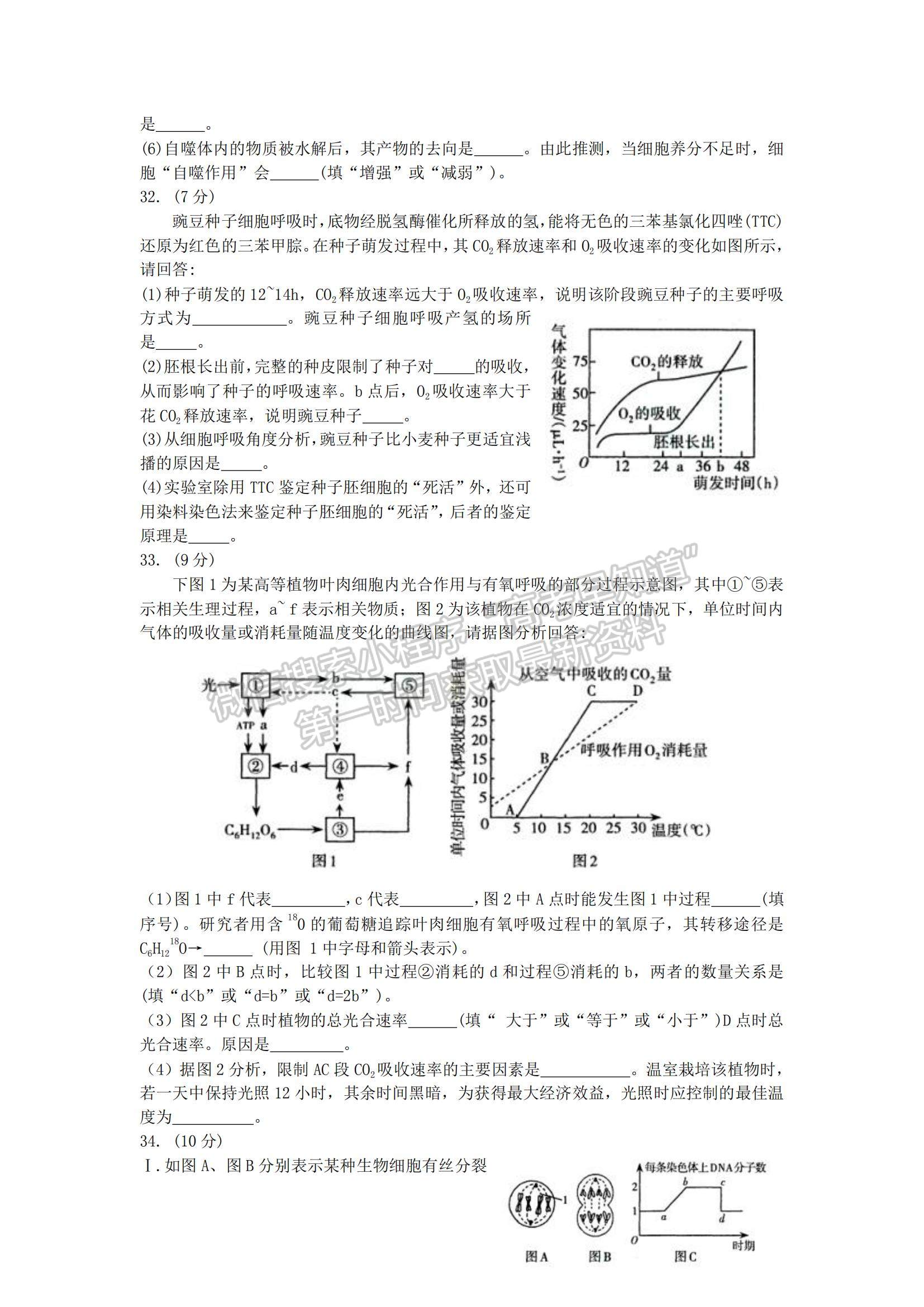 2022山西省太原市高三上學(xué)期期中檢測(cè)生物試題及參考答案