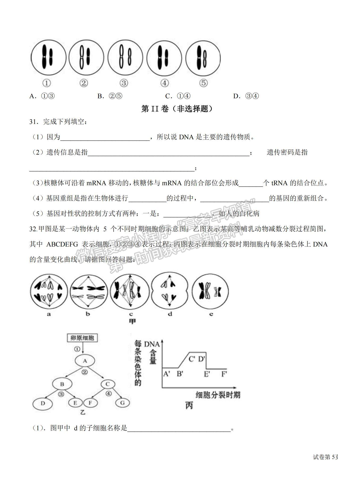 2022江西省吉安市第一中學高二上學期開學考試生物試題及參考答案