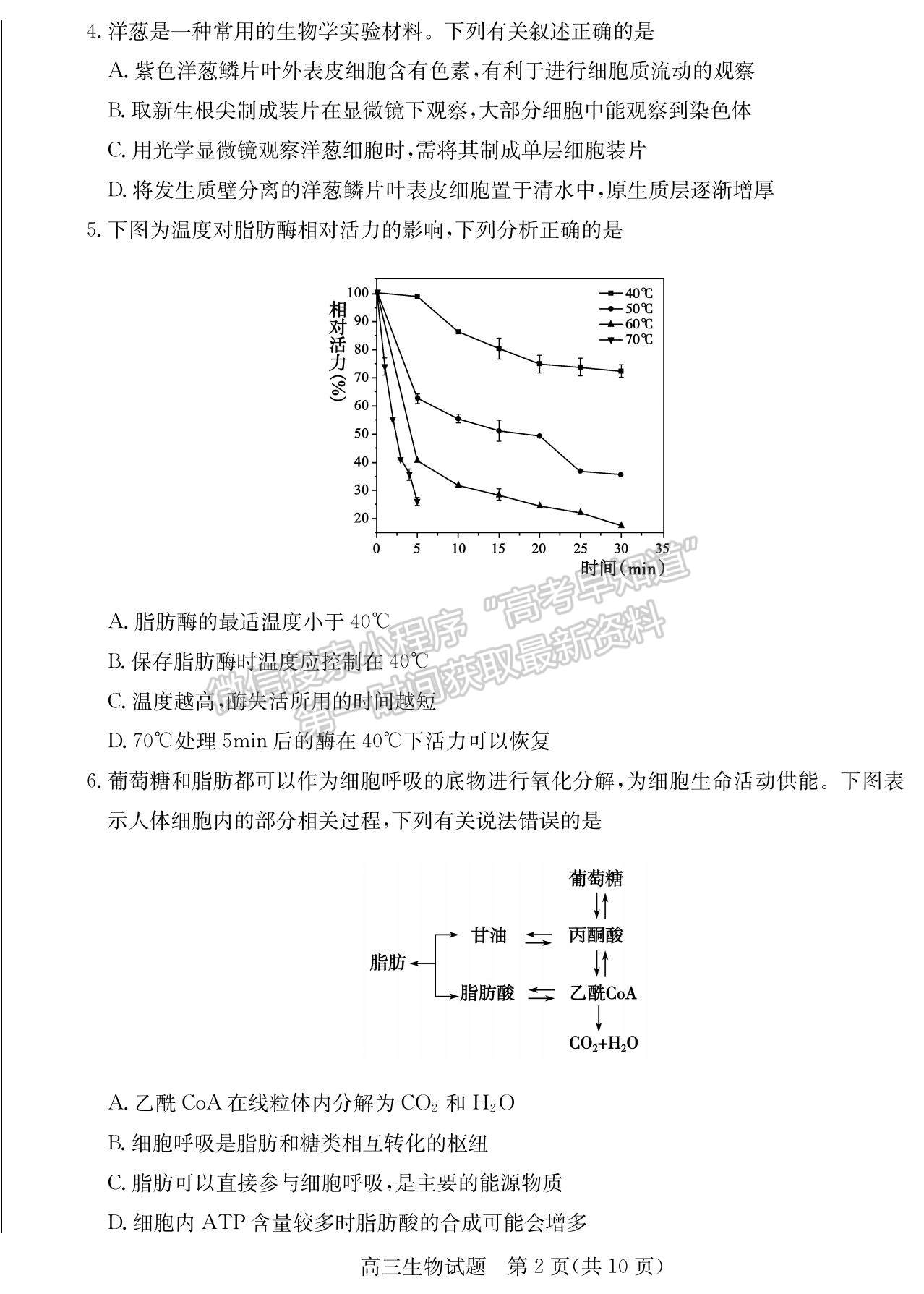 2022山東省德州市高三上學(xué)期期中考試生物試題及參考答案