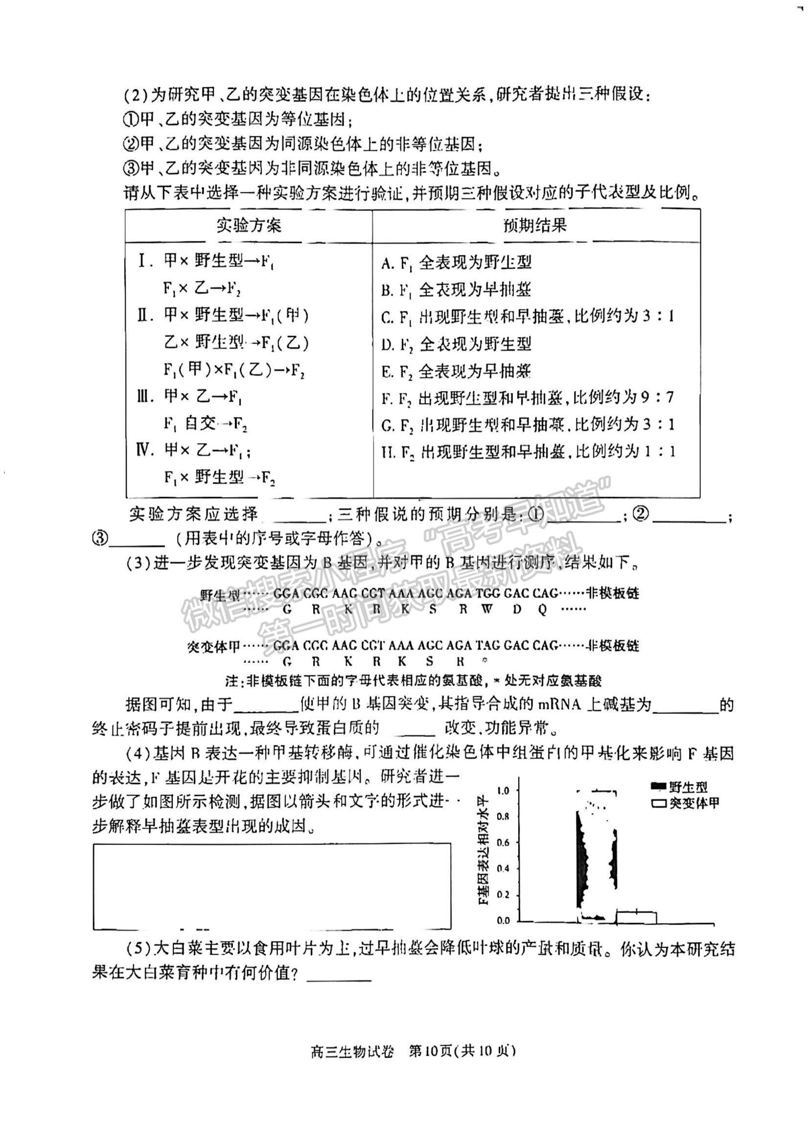 2022北京市朝陽區(qū)高三上學(xué)期期中考試生物試題及參考答案