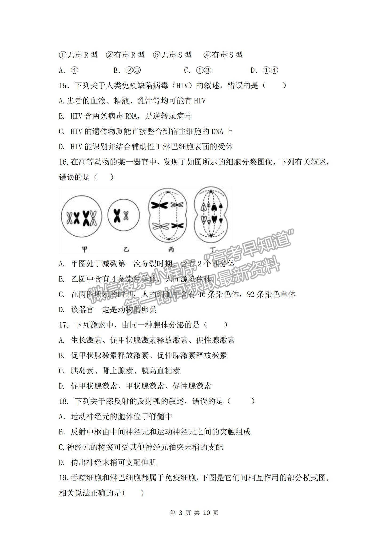 2022浙江省諸暨市第二高級中學(xué)高二上學(xué)期期中考試生物試卷及答案