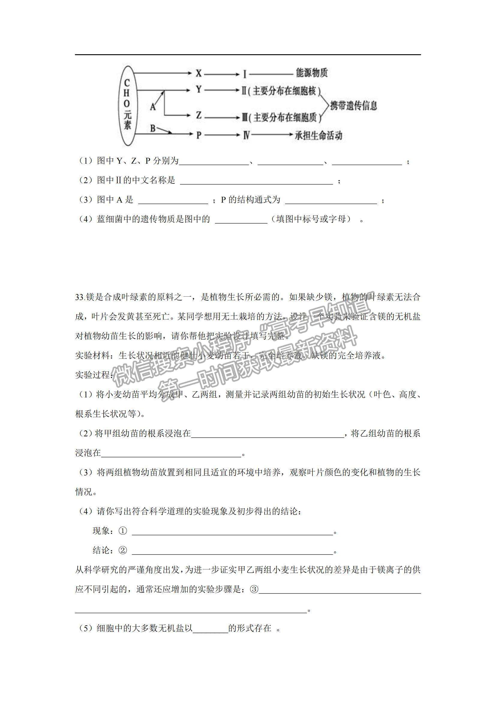 2022湖南省臨澧縣第一中學高一上學期期中段考生物試題及參考答案