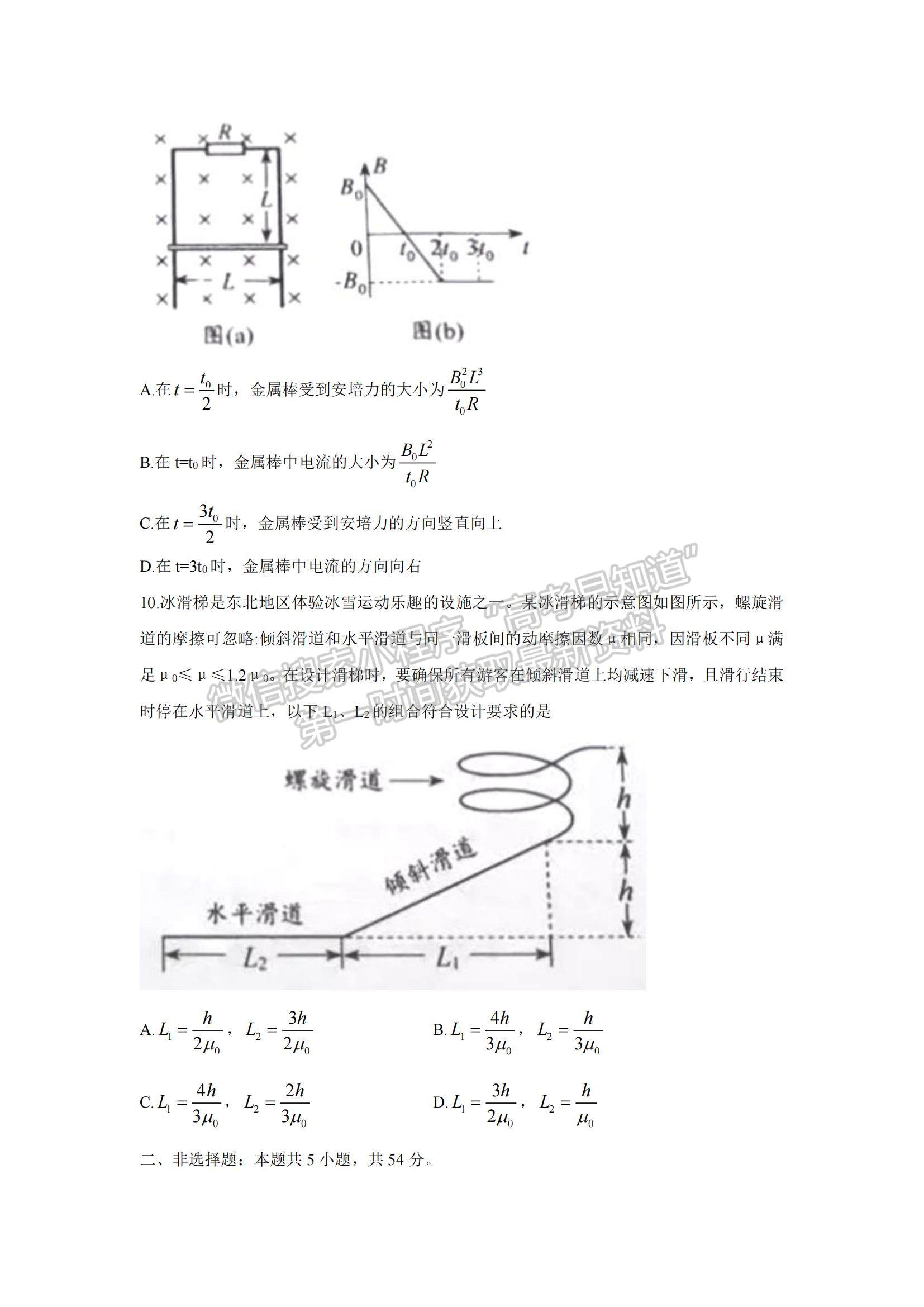 2021年遼寧高考物理真題及參考答案