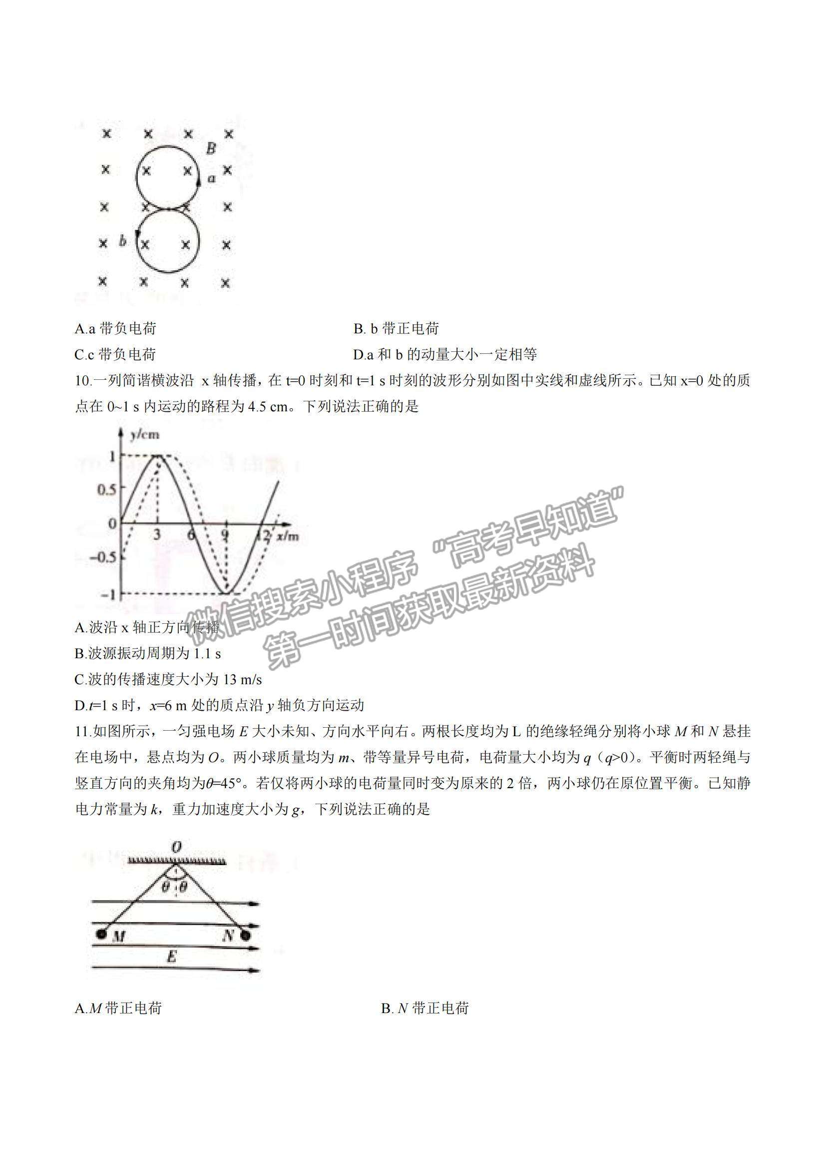 2021年湖北普通高中學(xué)業(yè)水平選擇性考試物理真題試卷及參考答案