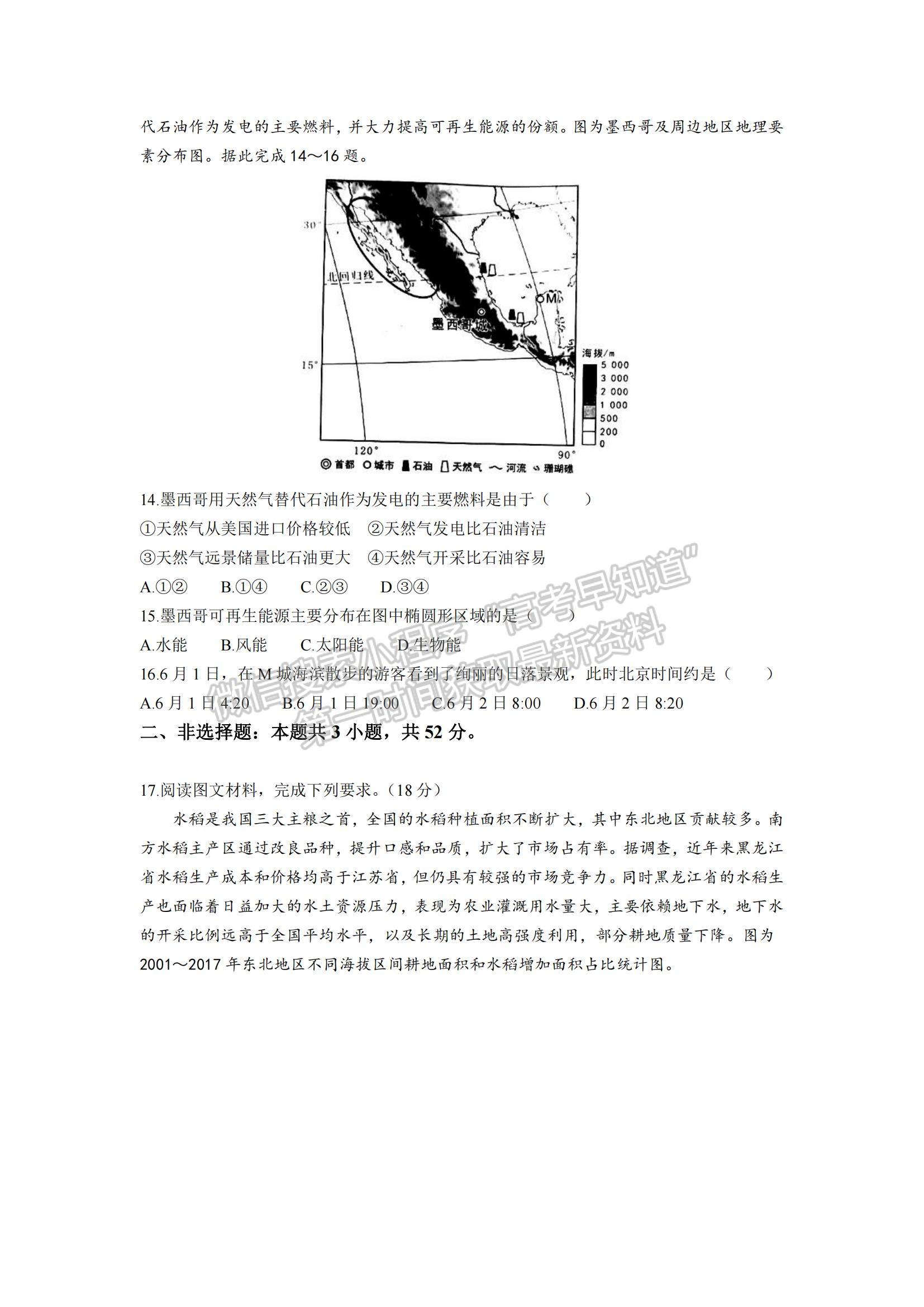 2021年遼寧高考地理真題及參考答案