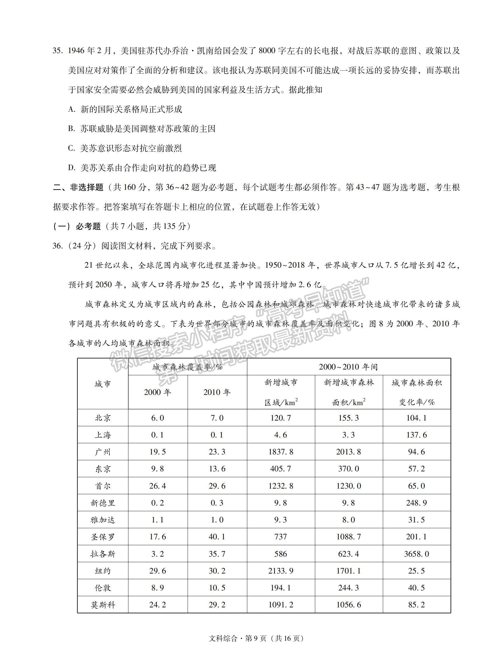 2022云南省云天化中學(xué)下關(guān)一中高三復(fù)習(xí)備考聯(lián)合質(zhì)量檢測卷（二）文綜試題及參考答案