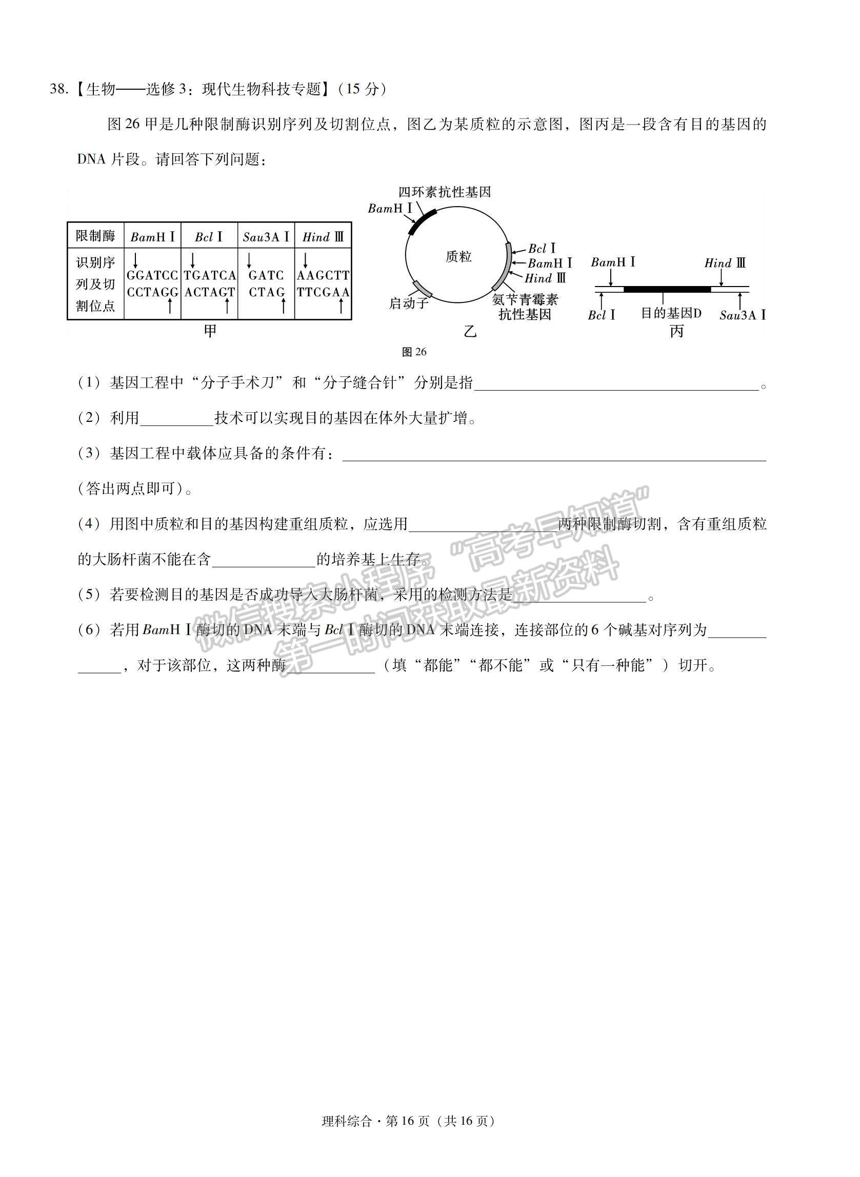 2022云南省云天化中學(xué)下關(guān)一中高三復(fù)習(xí)備考聯(lián)合質(zhì)量檢測(cè)卷（二）理綜試題及參考答案