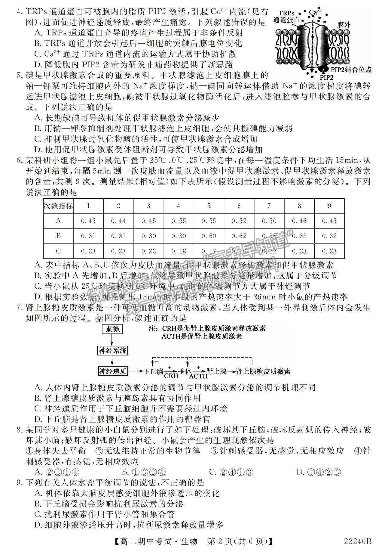 2022河南省頂尖名校聯(lián)盟高二上學(xué)期期中考試生物試題及參考答案