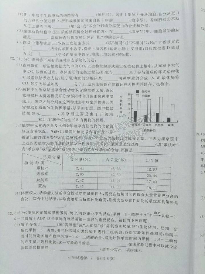 2022湖北省黃石市高三9月聯(lián)考生物試題及參考答案