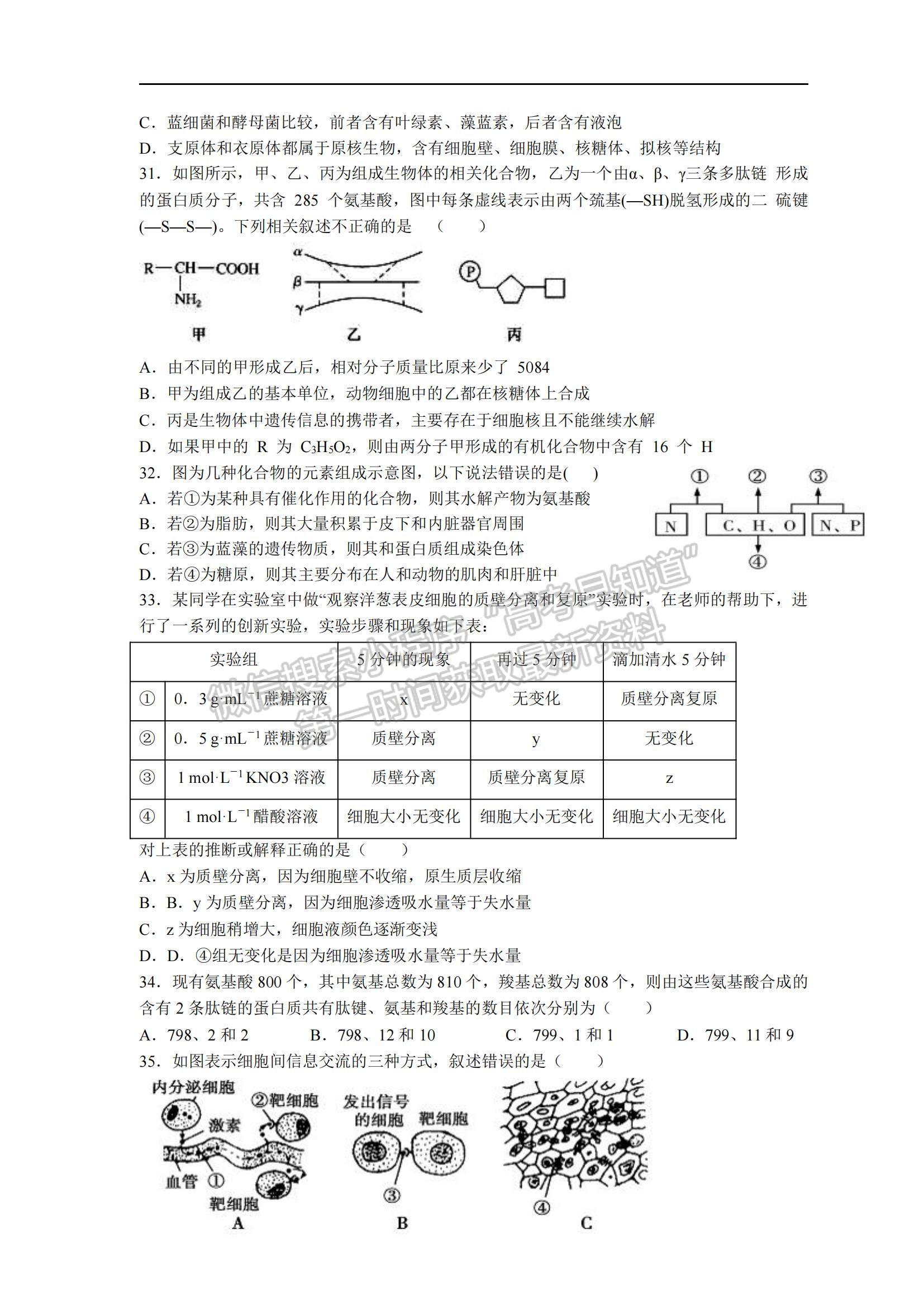 2022寧夏石嘴山市平羅中學(xué)高三上學(xué)期期中考試生物試題及參考答案