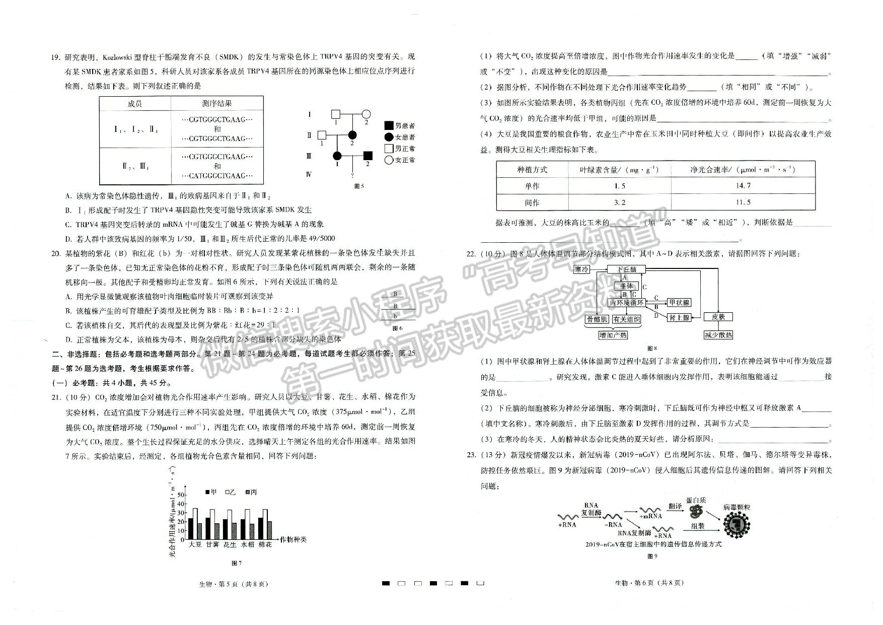  2022重慶八中高考適應(yīng)性月考卷（三）生物試題及參考答案