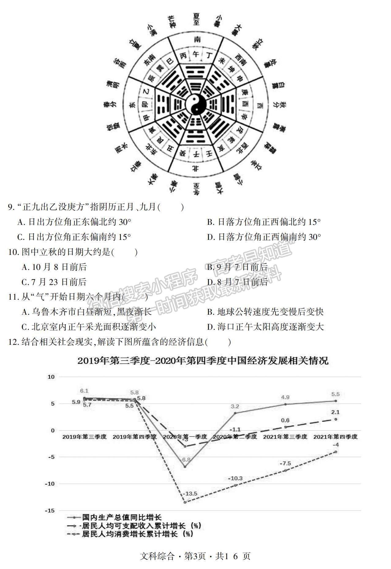 2022“四省八?！备呷谝粚W(xué)期期中質(zhì)量檢測文綜試題及參考答案