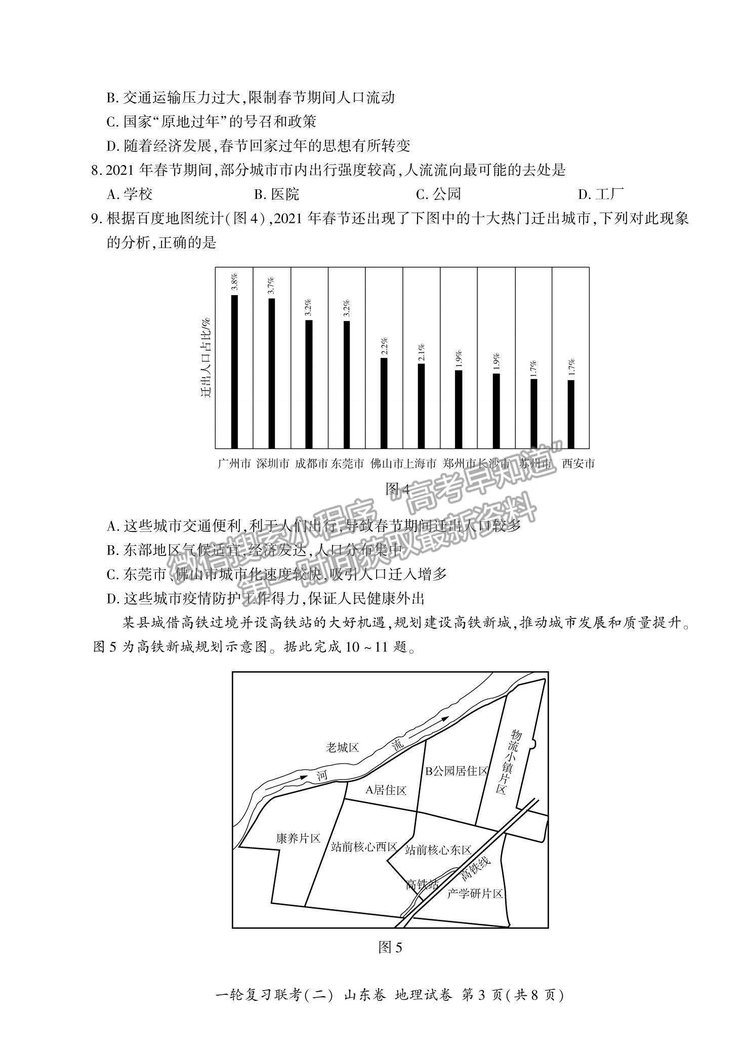 2022山東省高三上學期11月一輪復習聯(lián)考（二）地理試題及參考答案