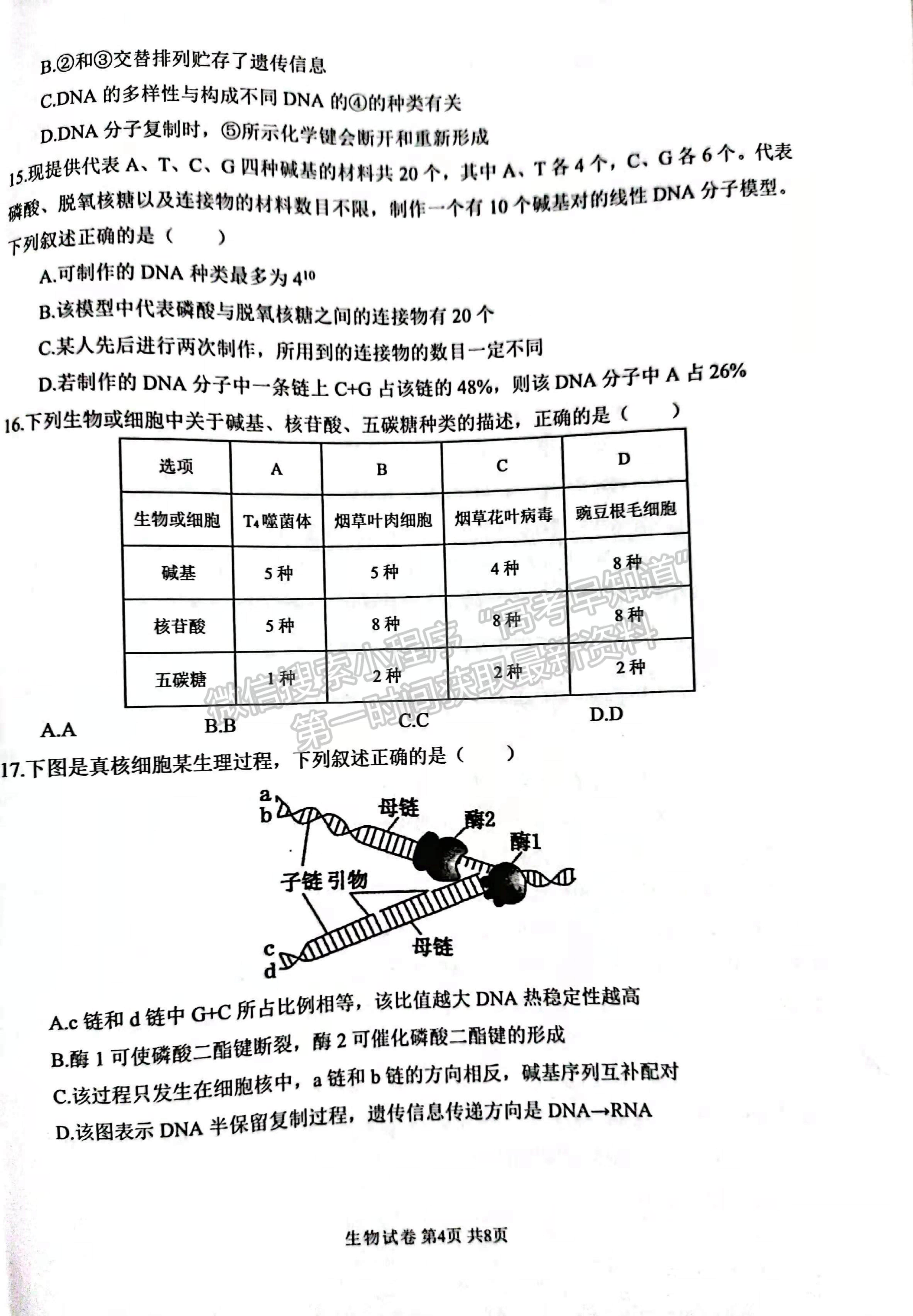 2022河南省濮陽市第一高級(jí)中學(xué)高二上學(xué)期期中質(zhì)量檢測(cè)生物試題及參考答案