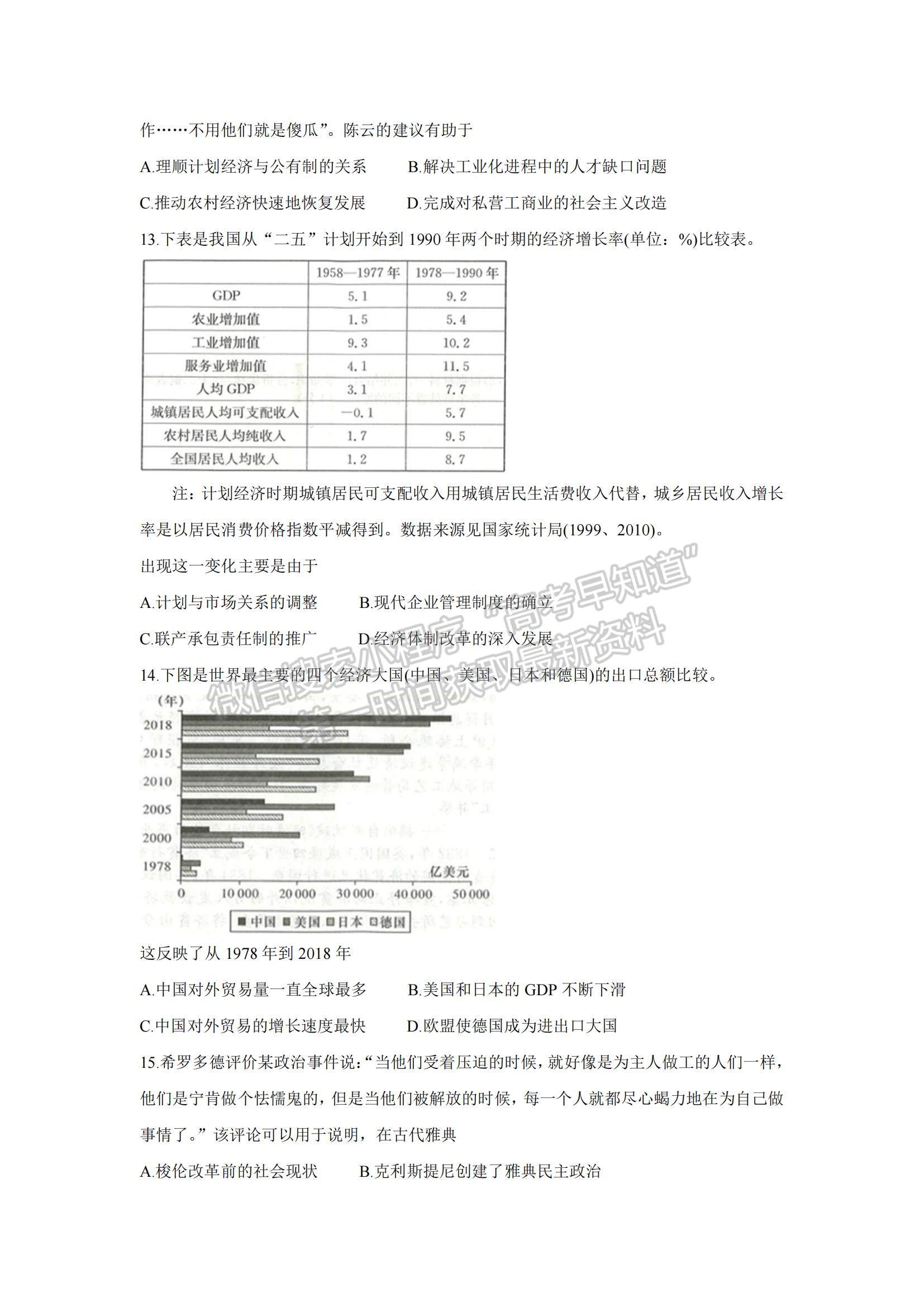 2022江西省七校高三上學(xué)期第一次聯(lián)考?xì)v史試題及參考答案