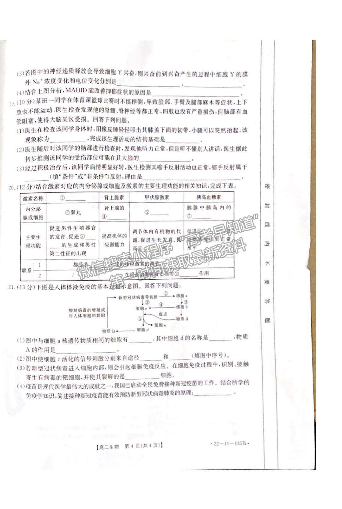 2022廣東順德高二11月聯考生物試題及參考答案